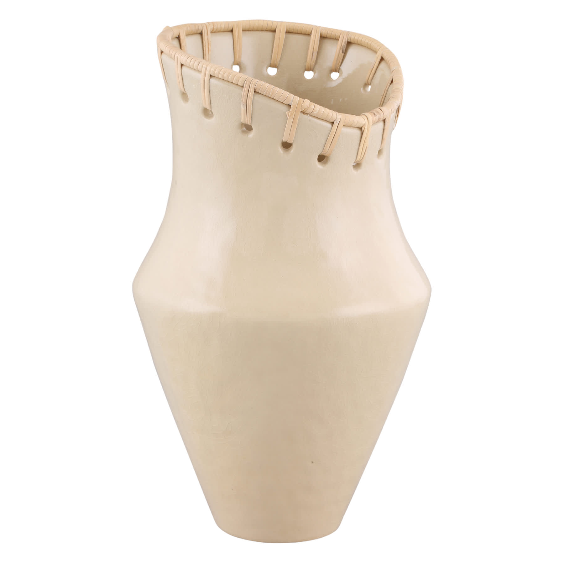 Rattan Ceramic Vase, 10.5''