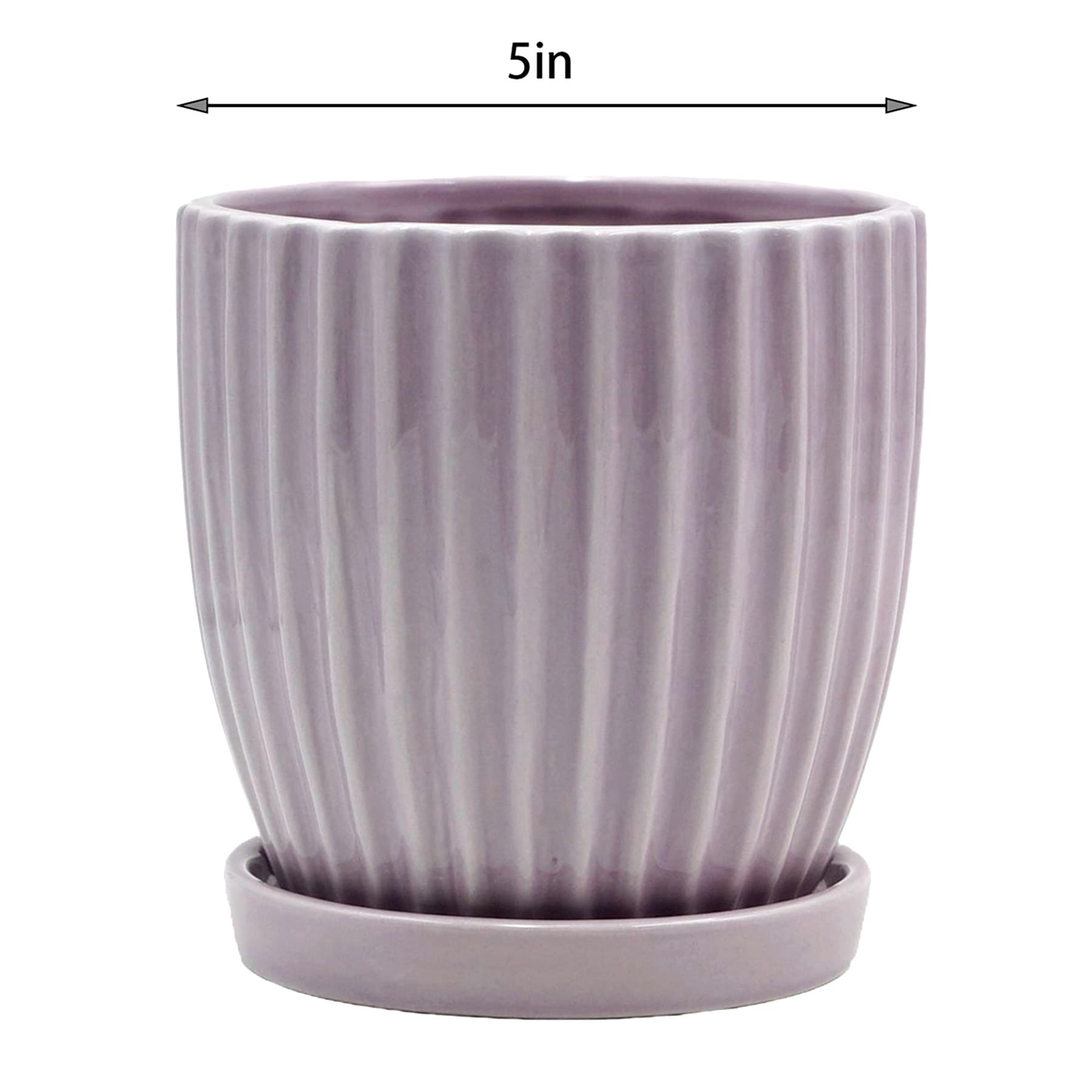 Providence Indoor Bridget Lilac Ceramic Planter with Saucer, 6"