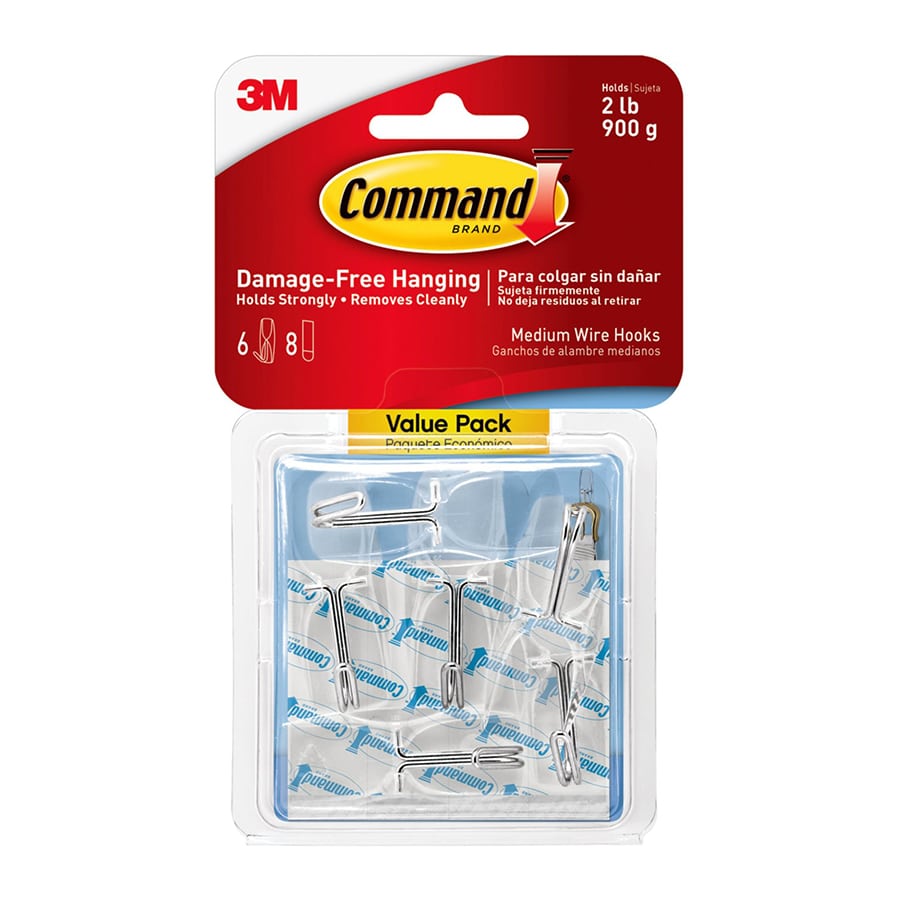 Command? Medium Clear Wire Toggle Hook Value Pack 6-Hooks, 8-Strips/Pack
