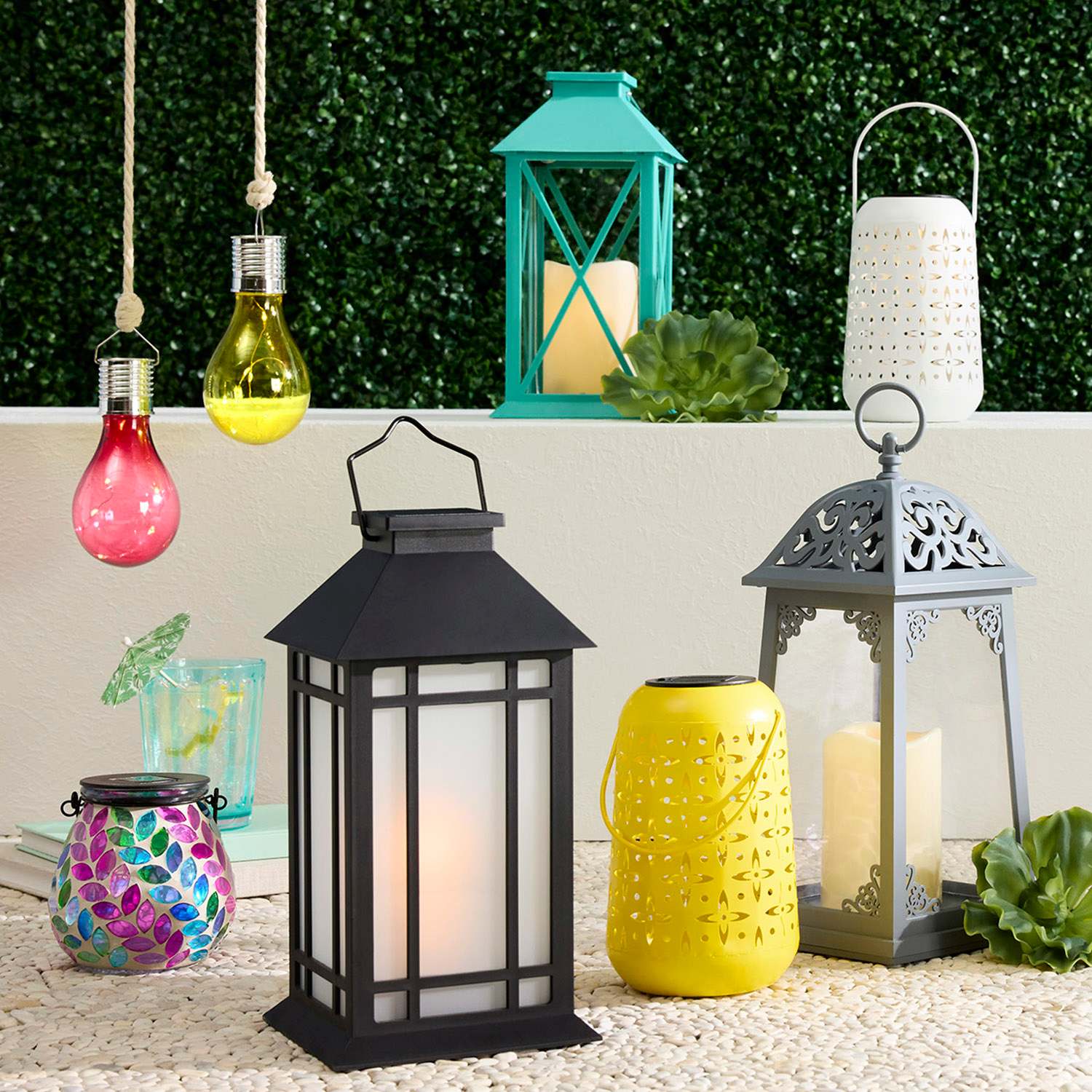 Grey LED Outdoor Lantern, 12"