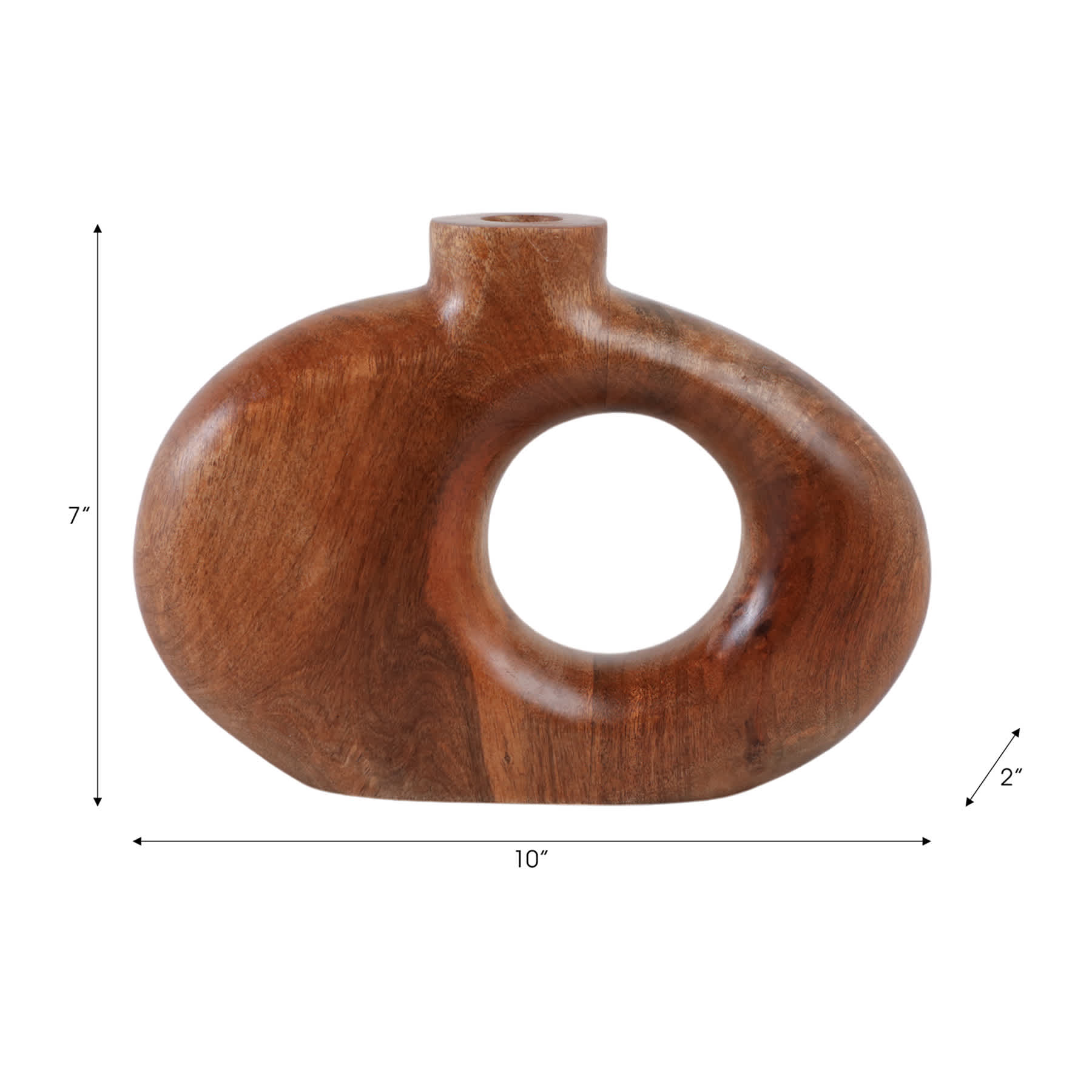 Natural Wood Cut-Out Vase, 10x7