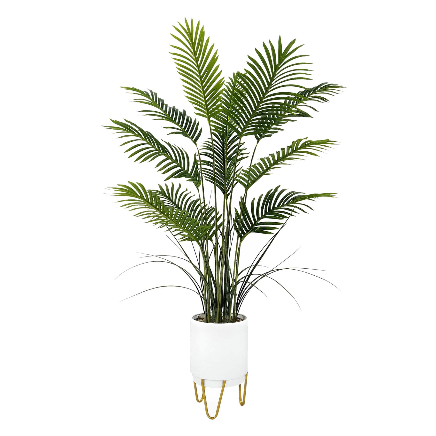 Potted Palm with White Stand, 55"