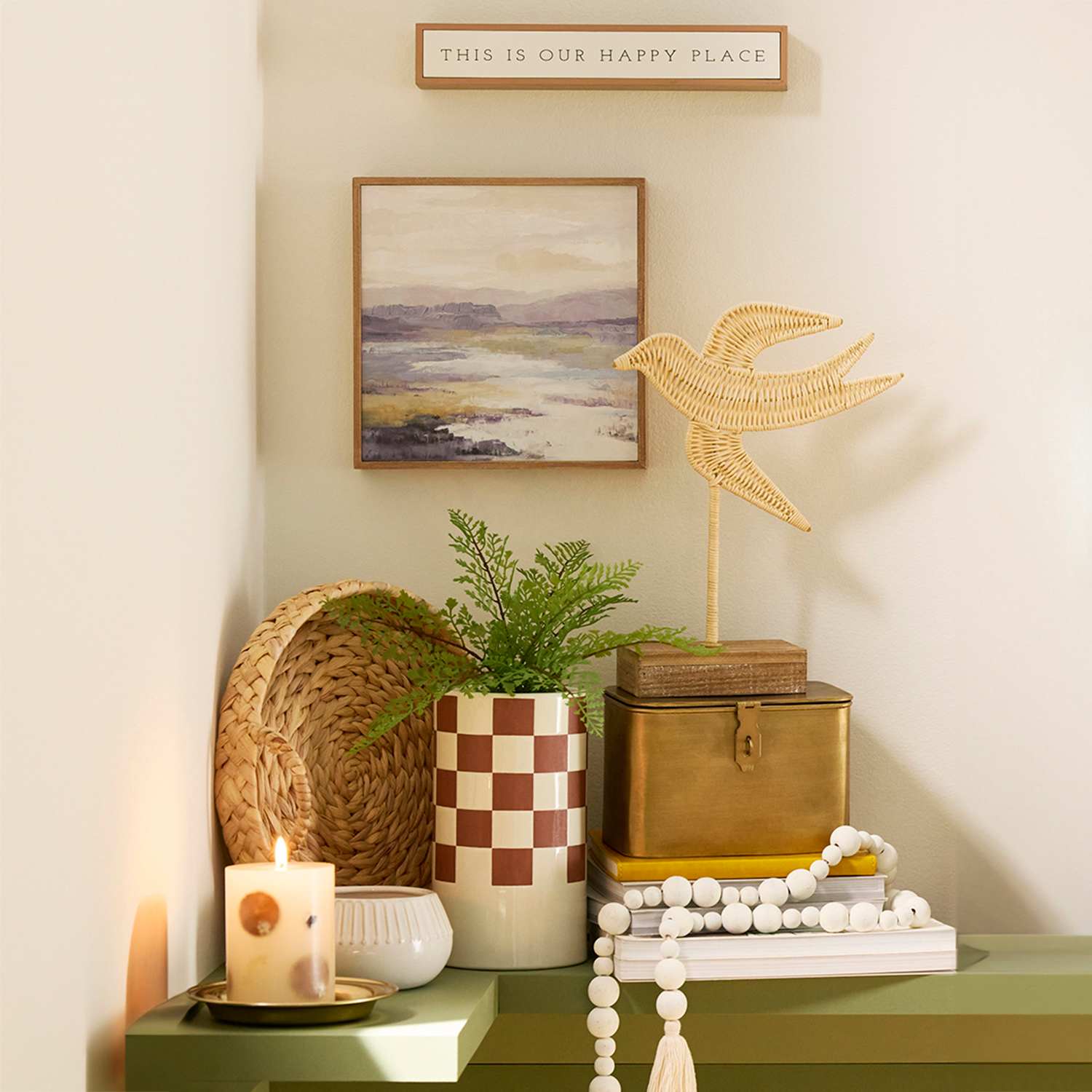 Round Natural Wicker Woven Decorative Tray, Small