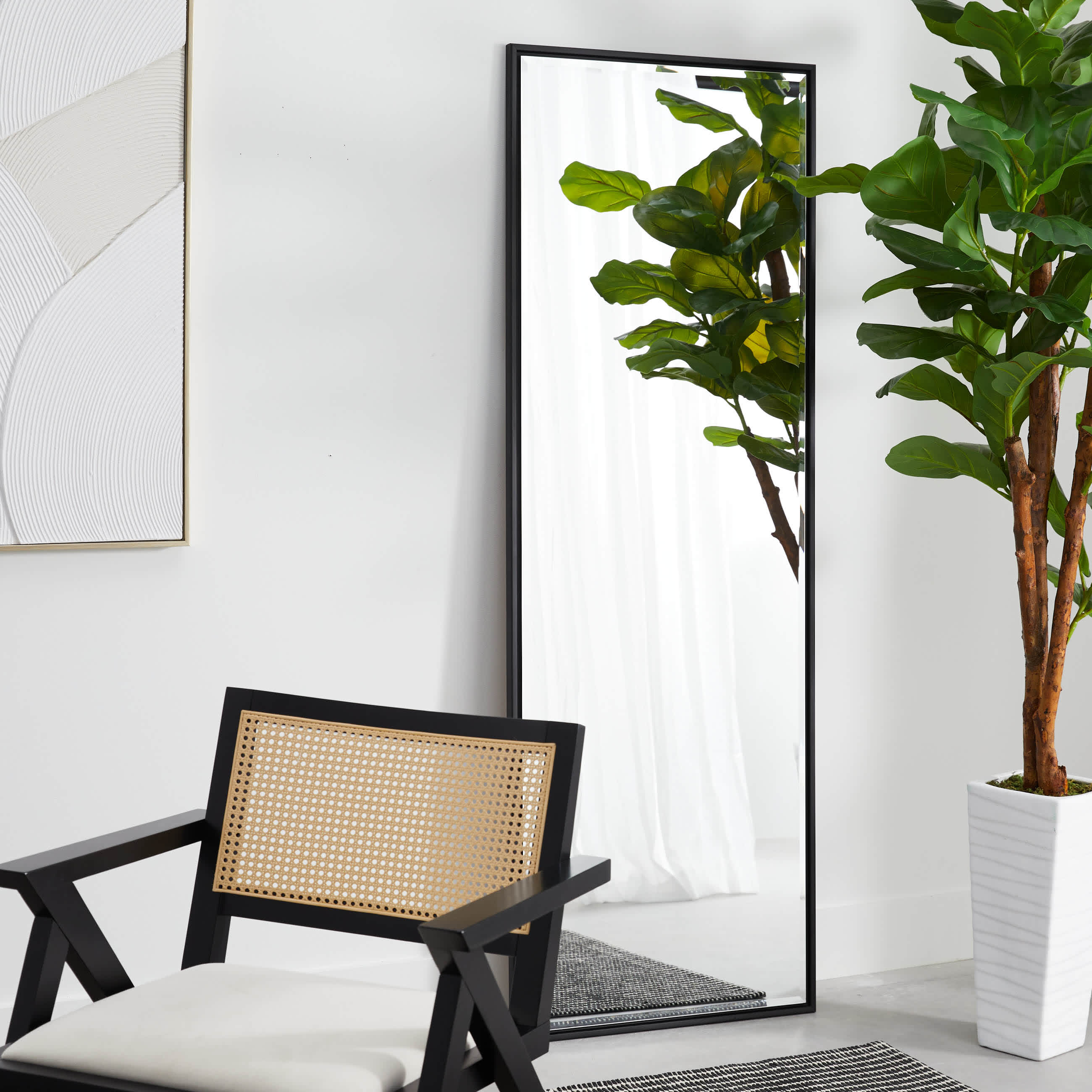 Black Thin Framed Leaner Mirror, 24x70