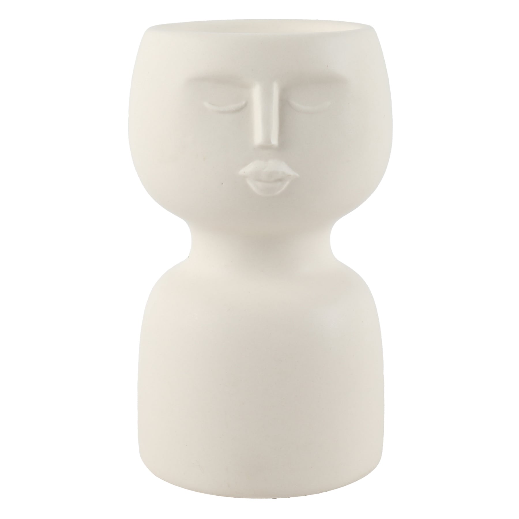 Tracey Boyd White Ceramic Face Candle Holder, 5"