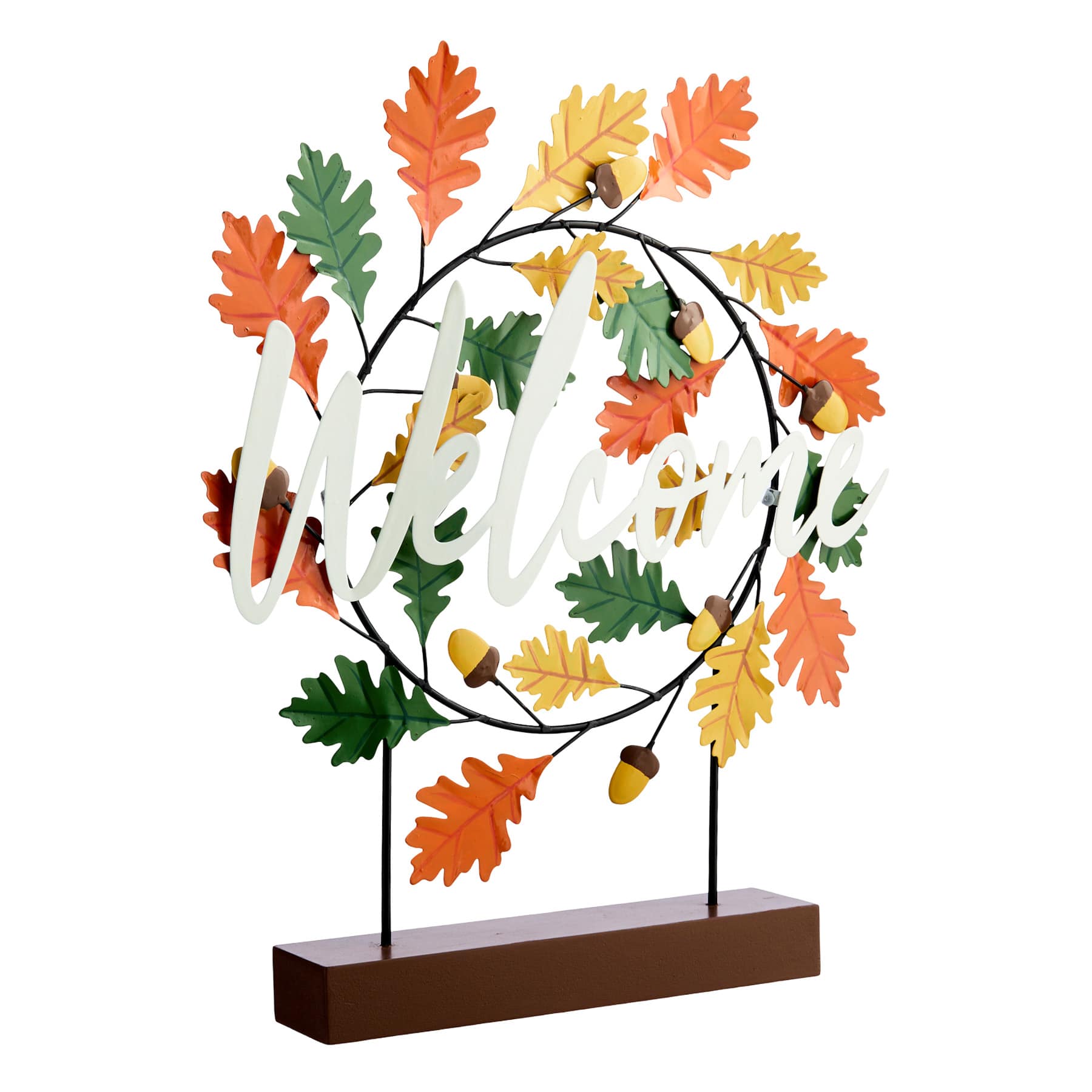 Homespun Harvest Welcome Leaf Table Decor, 13"