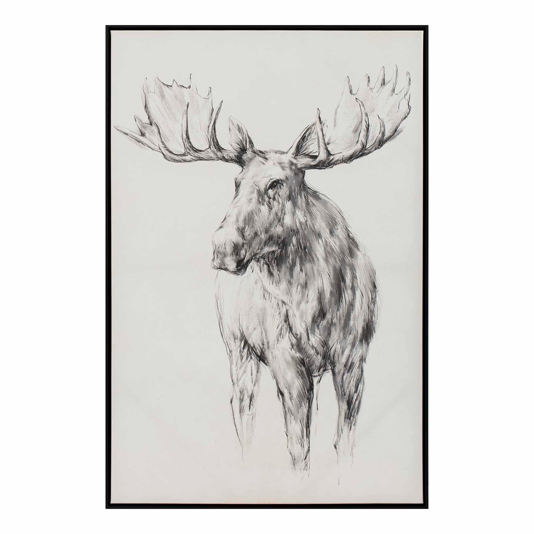 Framed Sketch Moose Wall Art, 24x36