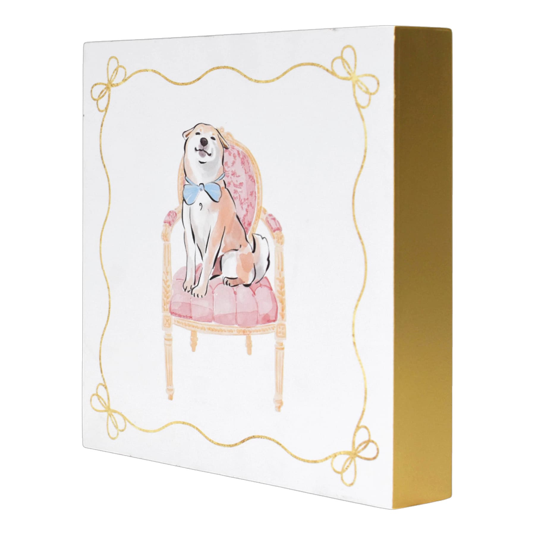 Cute Shiba on Chair Table Art, 8"