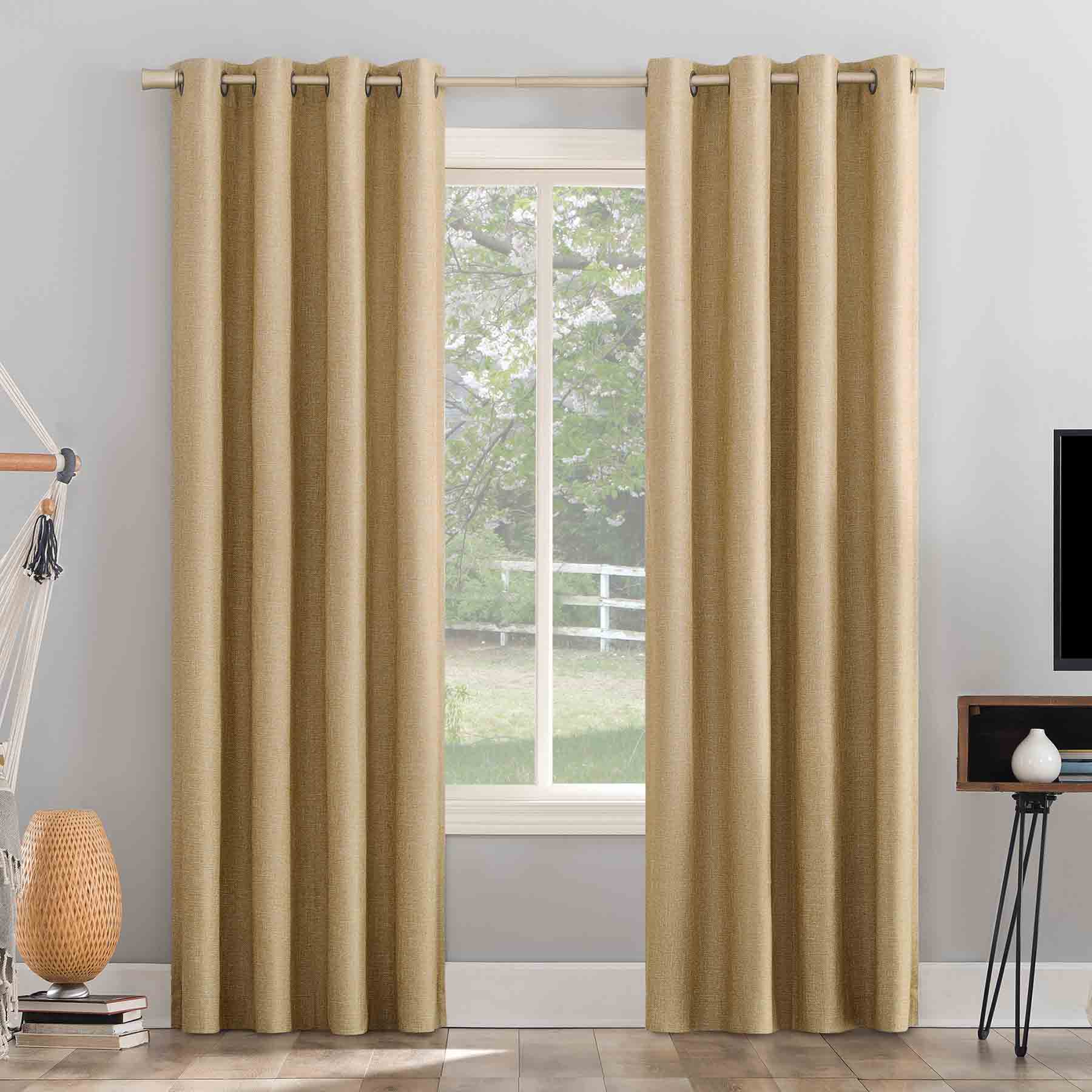Sun Zero Pacey Yellow Blackout Grommet Curtain Panel, 84"