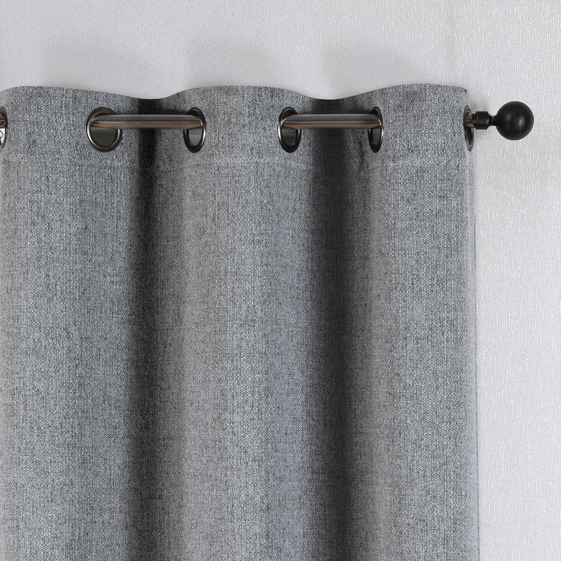 Grey Textured Jacquard Light Filtering Grommet Curtain Panel, 84"
