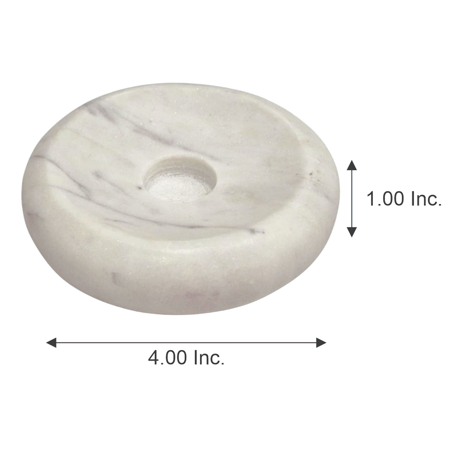 White Marble Taper Candle Plate, 3"