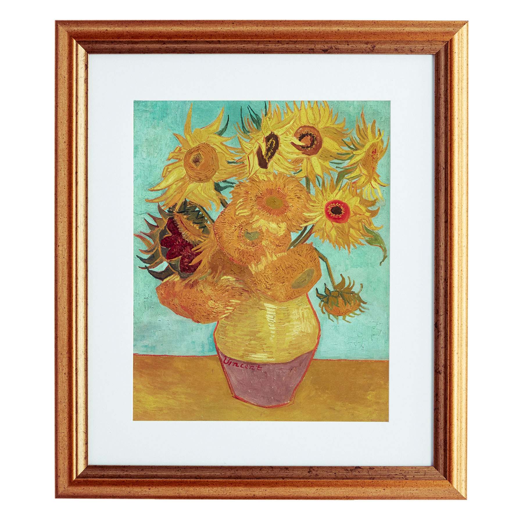 Glass Framed Sunflowers Print Wall Art, 18x21