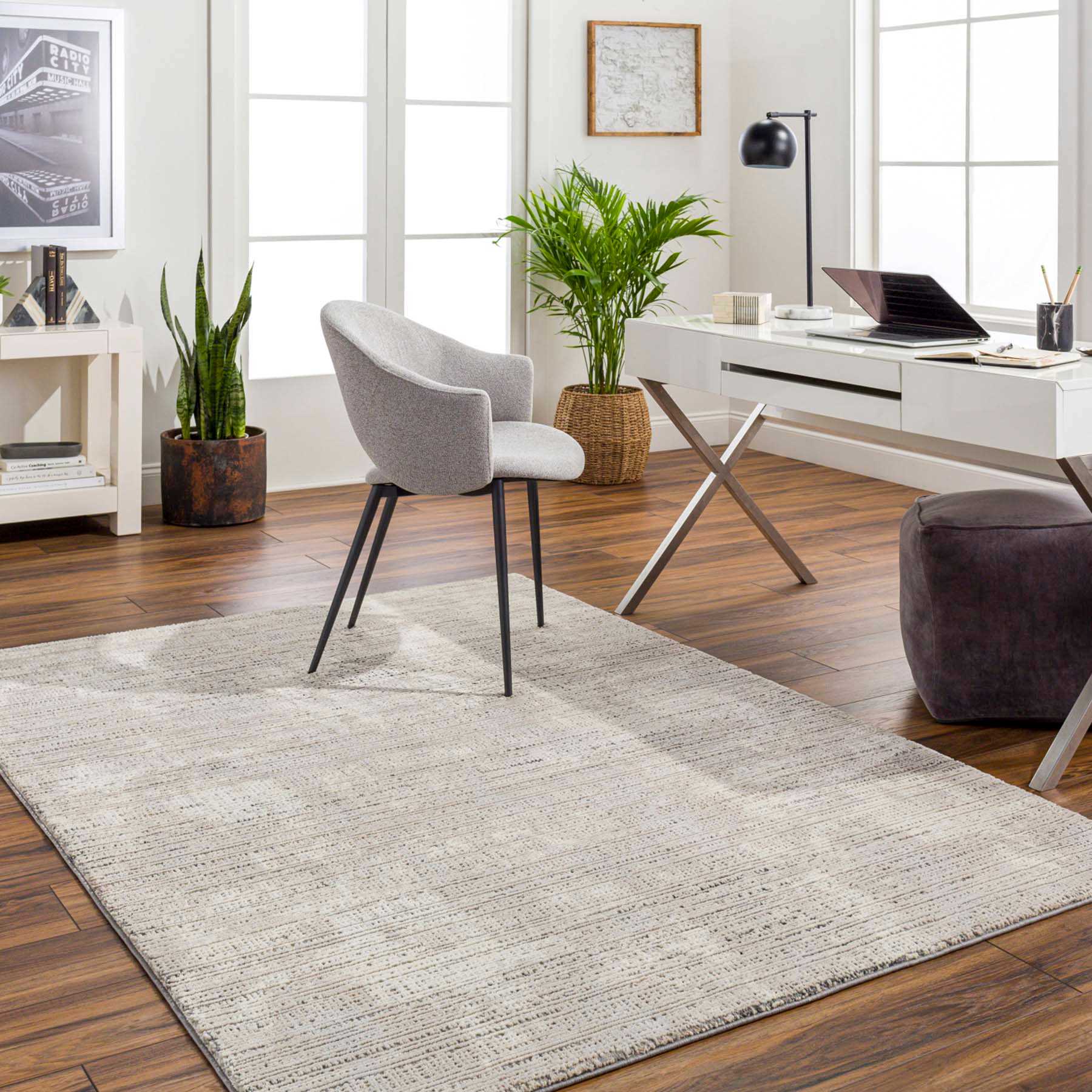 (B879) Alder Taupe High-Low Washable Accent Rug, 3x5