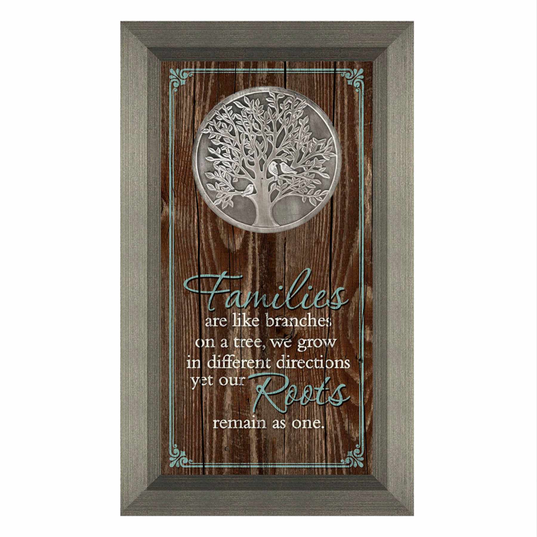 Glass Framed Family Tree Medallion Wall Decor, 7x13