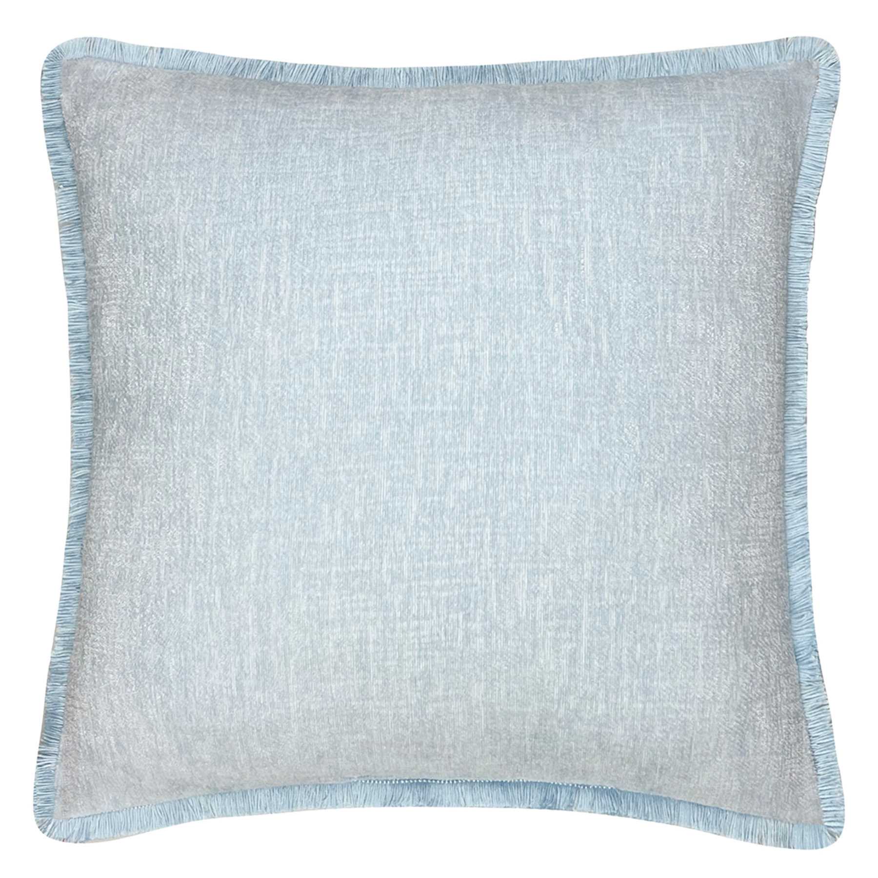 Providence Blue Chenille Throw Pillow with Fringe, 18"