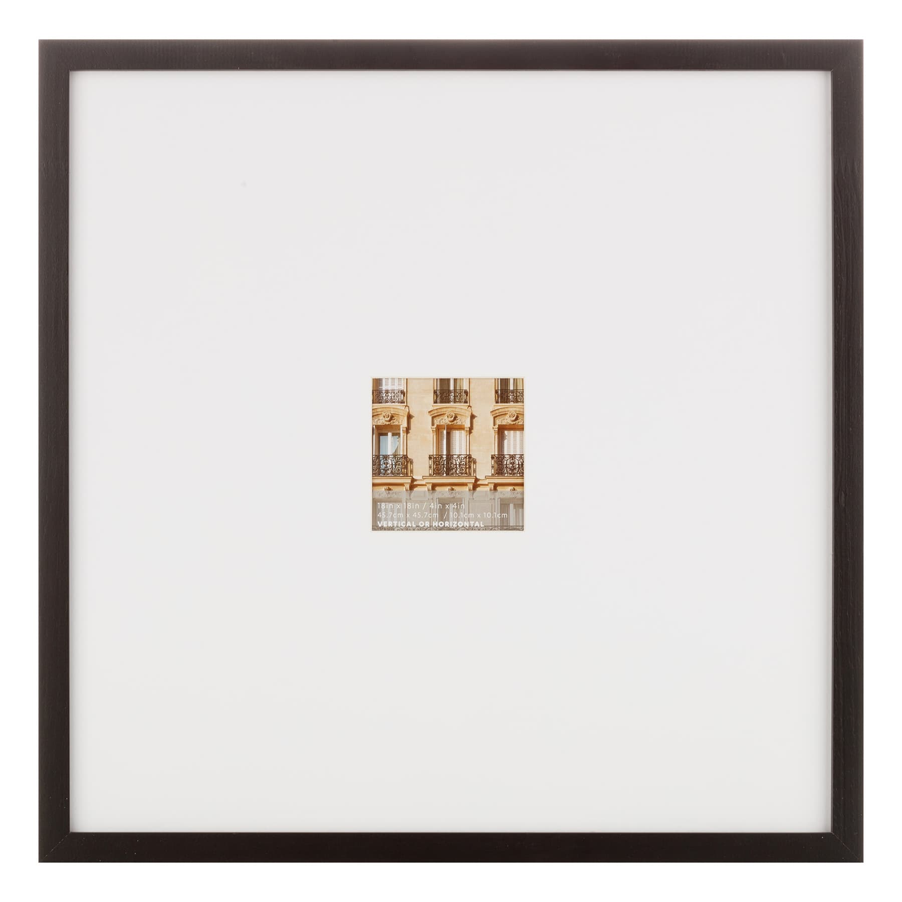 18x18 Matted to 4x4 Wall Frame, Black