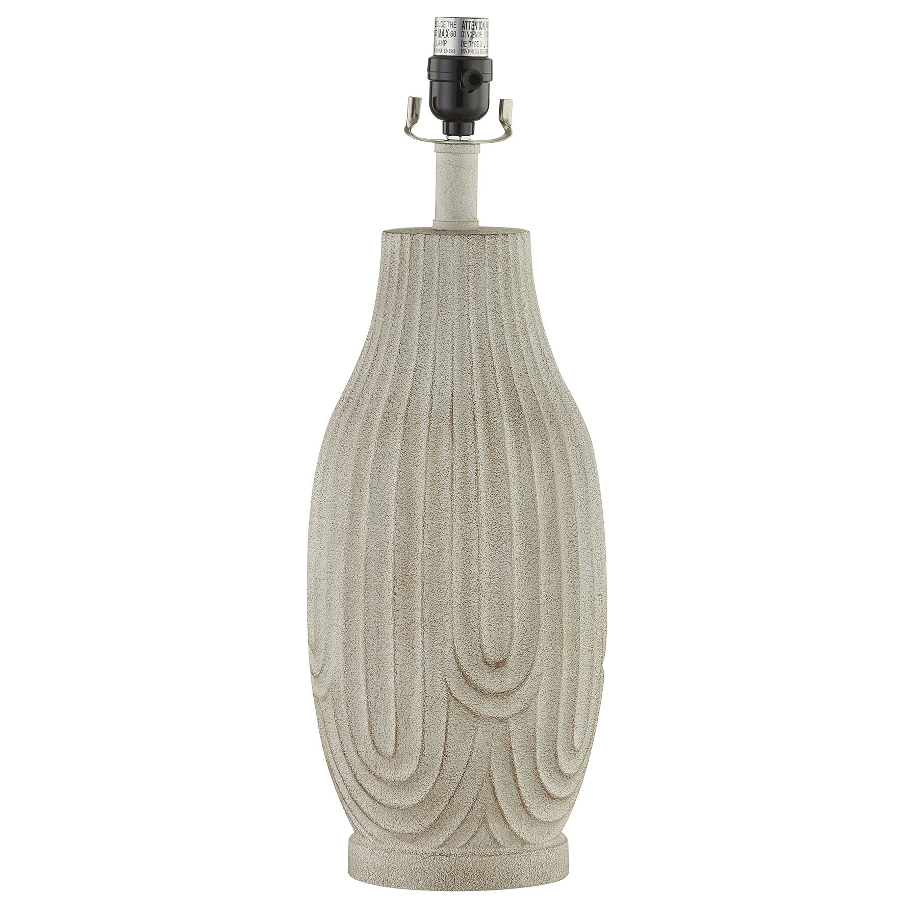 White Raised Patterned Medium Table Lamp Base, 20"
