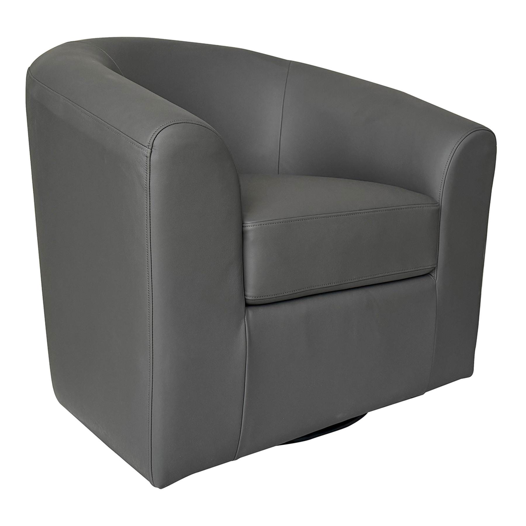 Matteo Genuine Leather Swivel Accent Chair, Charcoal