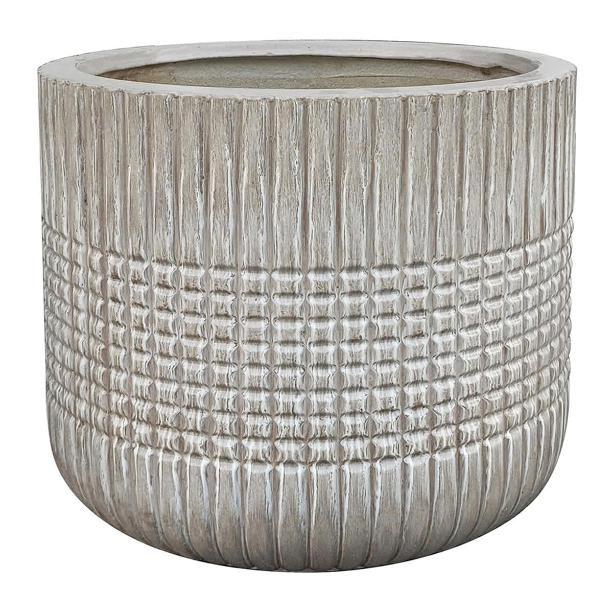 Grey Textured Round Outdoor Planter, Large