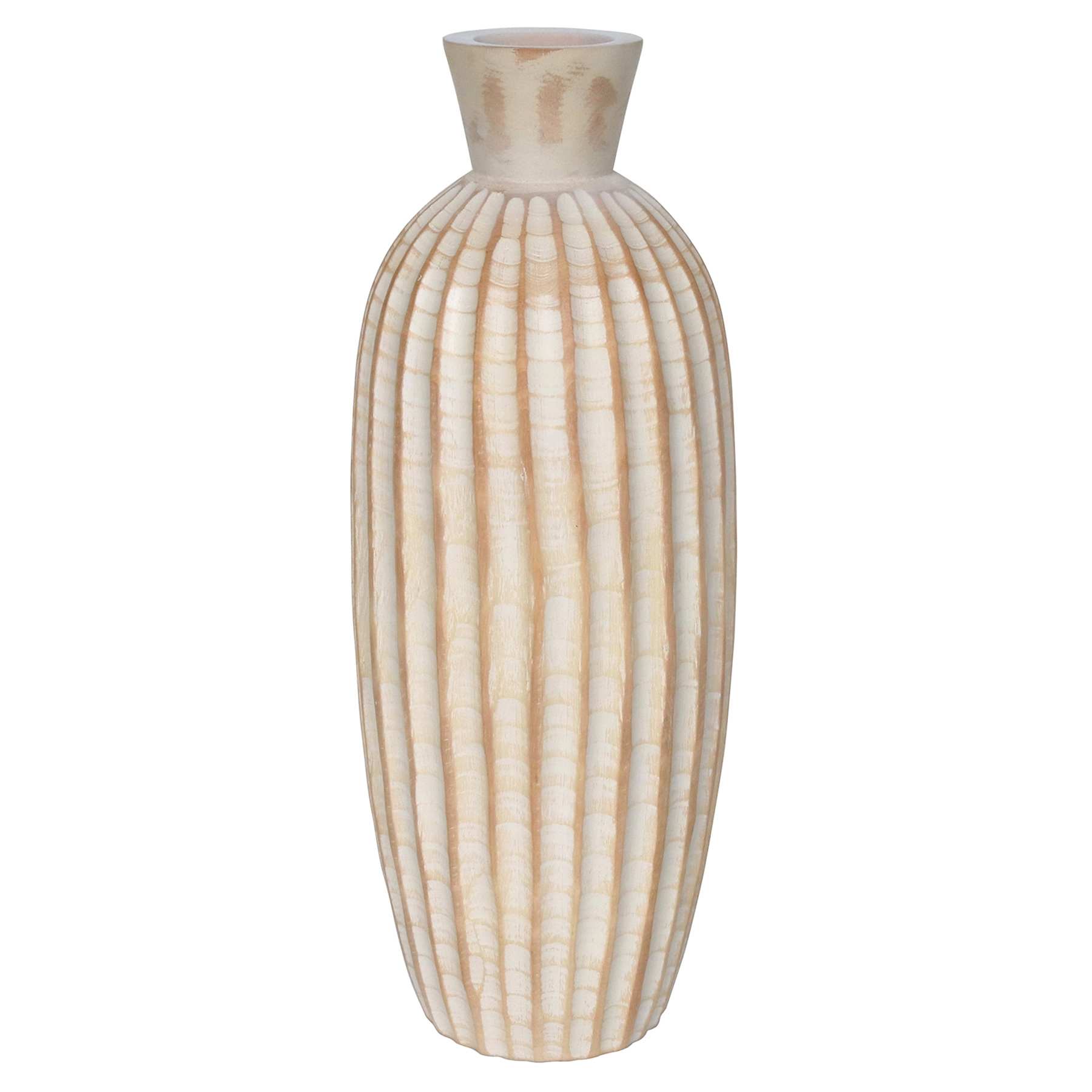 Found & Fable Whitewash Carved Vase, 16"