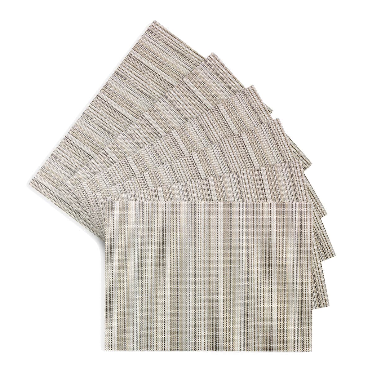 Set of 6 Sandford Ivory Woven Vinyl Placemats, 18x13
