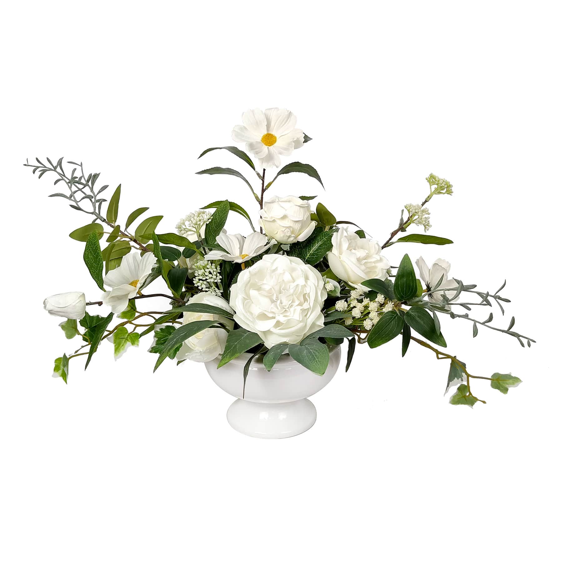 Willow Crossley White Mixed Floral in Ceramic Pot, 14"