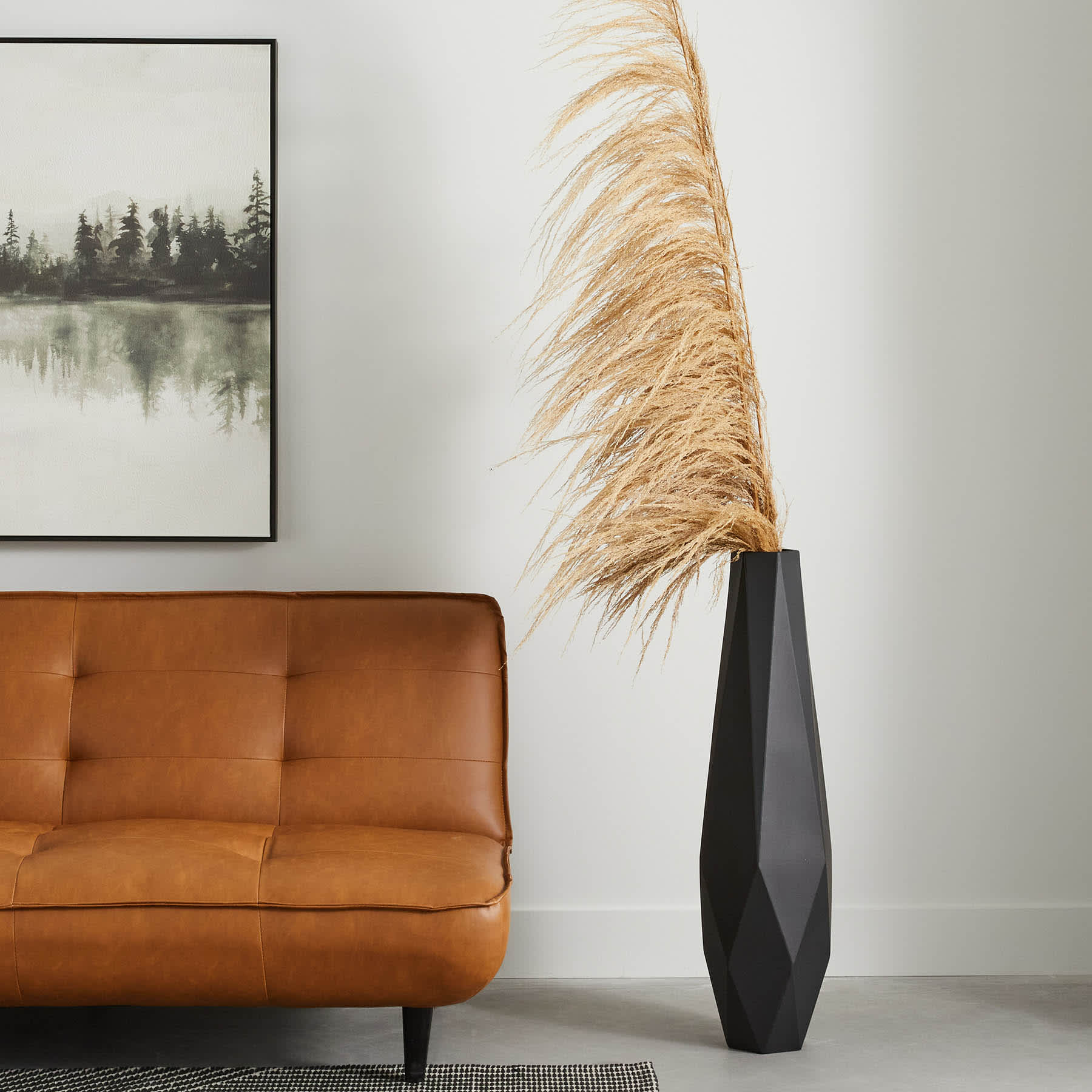 Crosby St. Black Geo Floor Vase, 36"