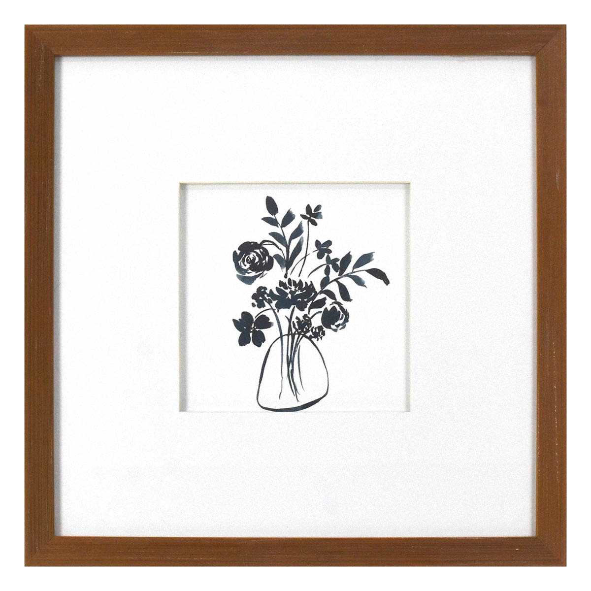 Honeybloom Glass Framed Floral Print Wall Art, 13"