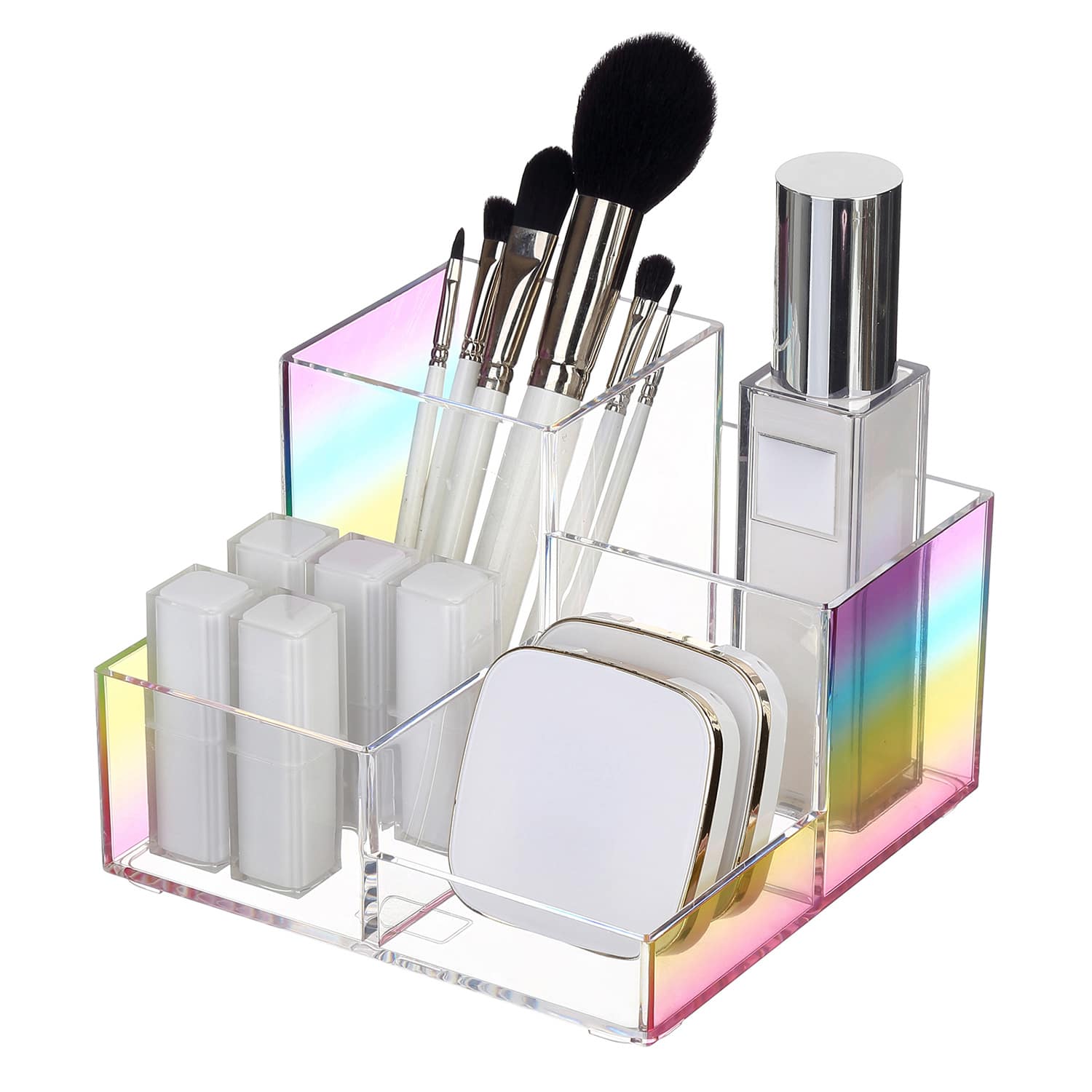 4-Compartment Rainbow Cosmetic Organizer