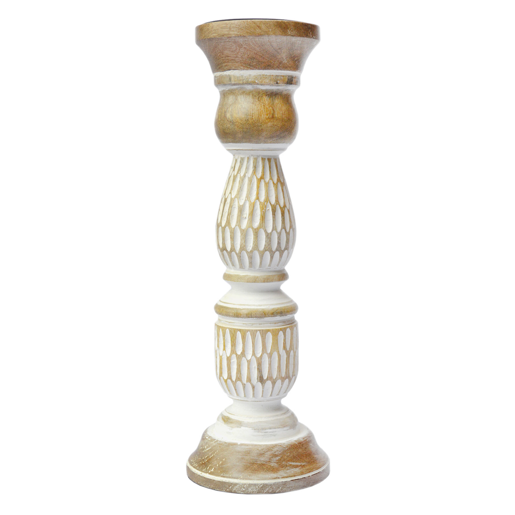 White Distressed Candle Holder, 14"