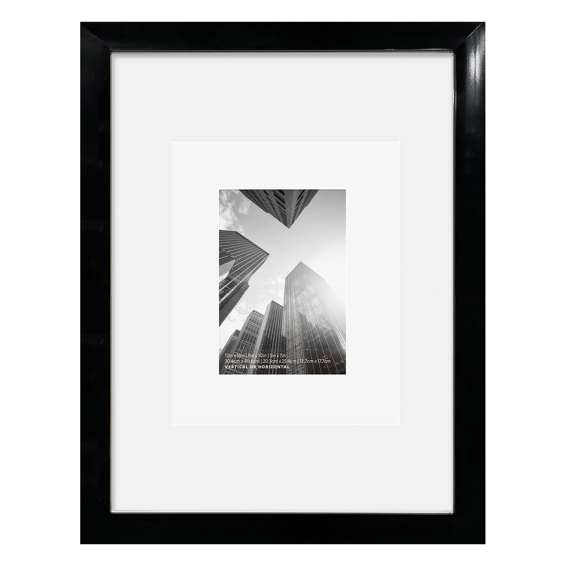12x16 Black Wide Matted to 8x10 & 5x7 Wall Frame