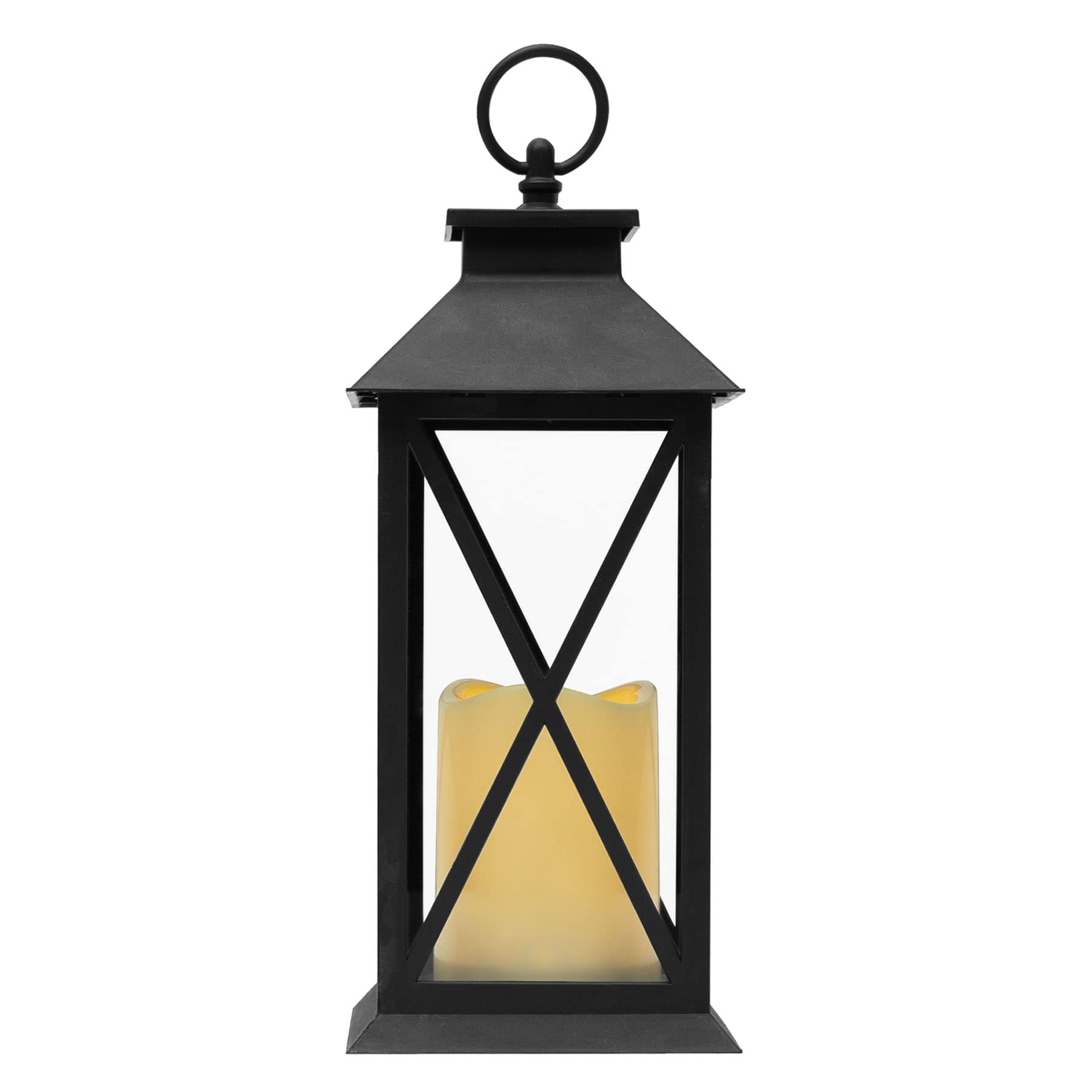 Black LED X-Frame Lantern, 11"