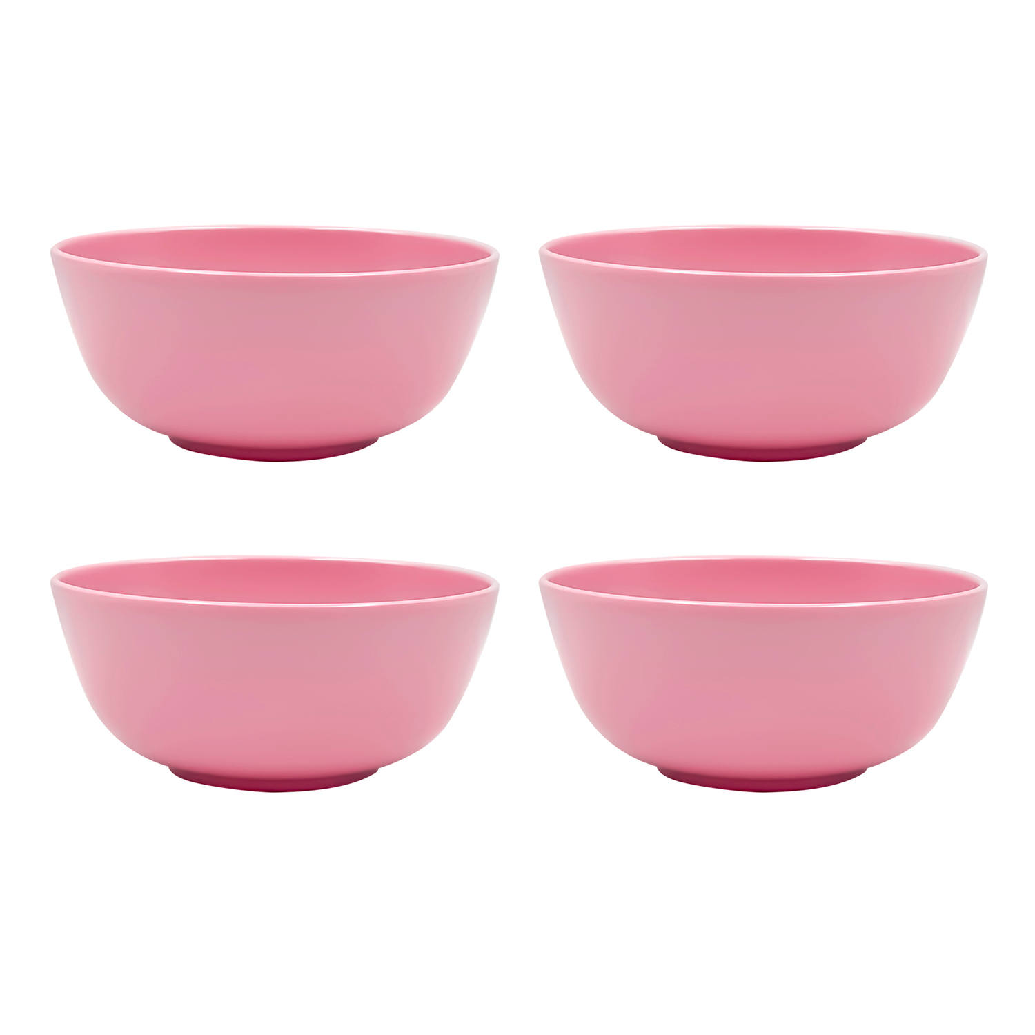 Set of 4 Solid Pink Melamine Bowls, 6"