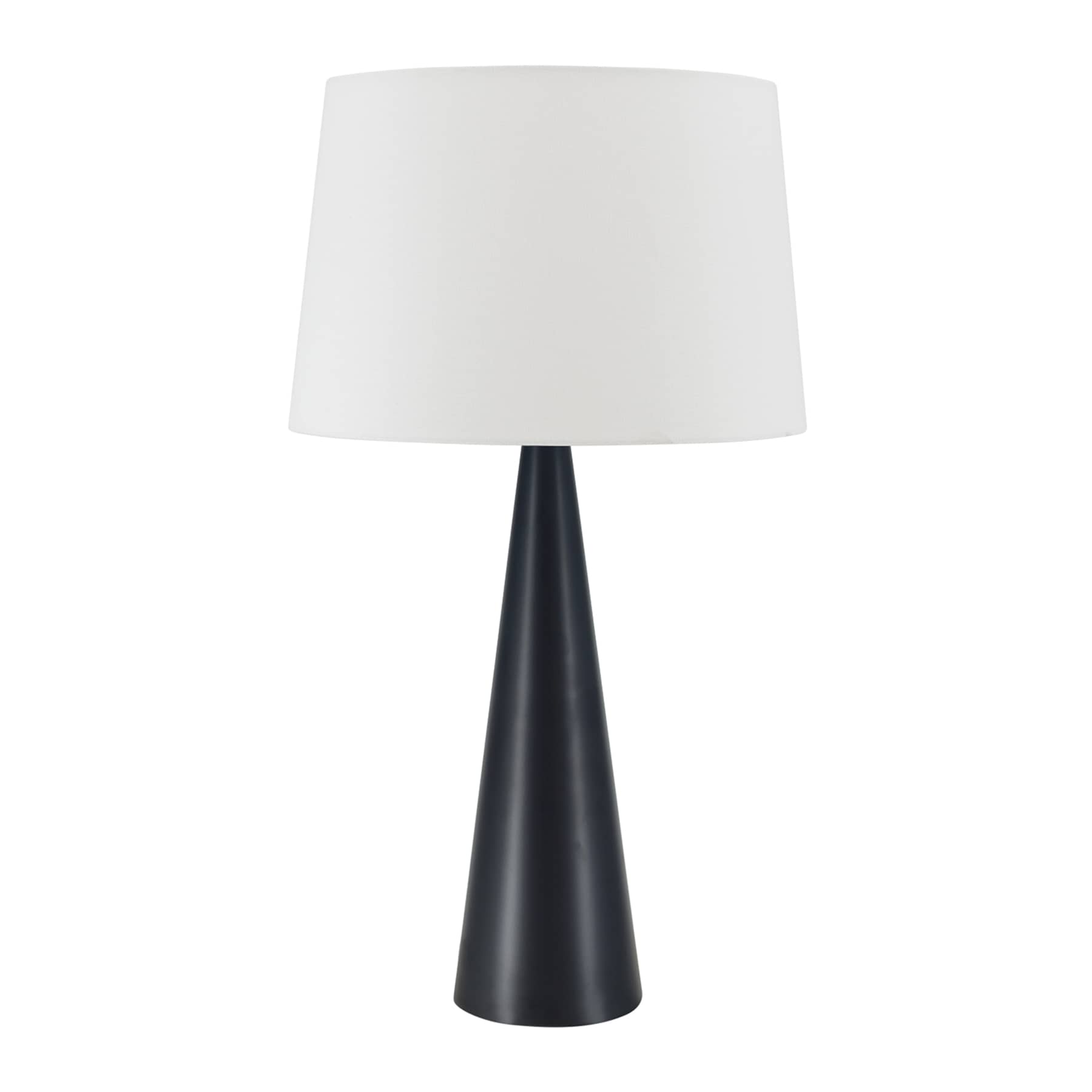 Matte Black Metal Cone Medium Table Lamp with Shade, 25"