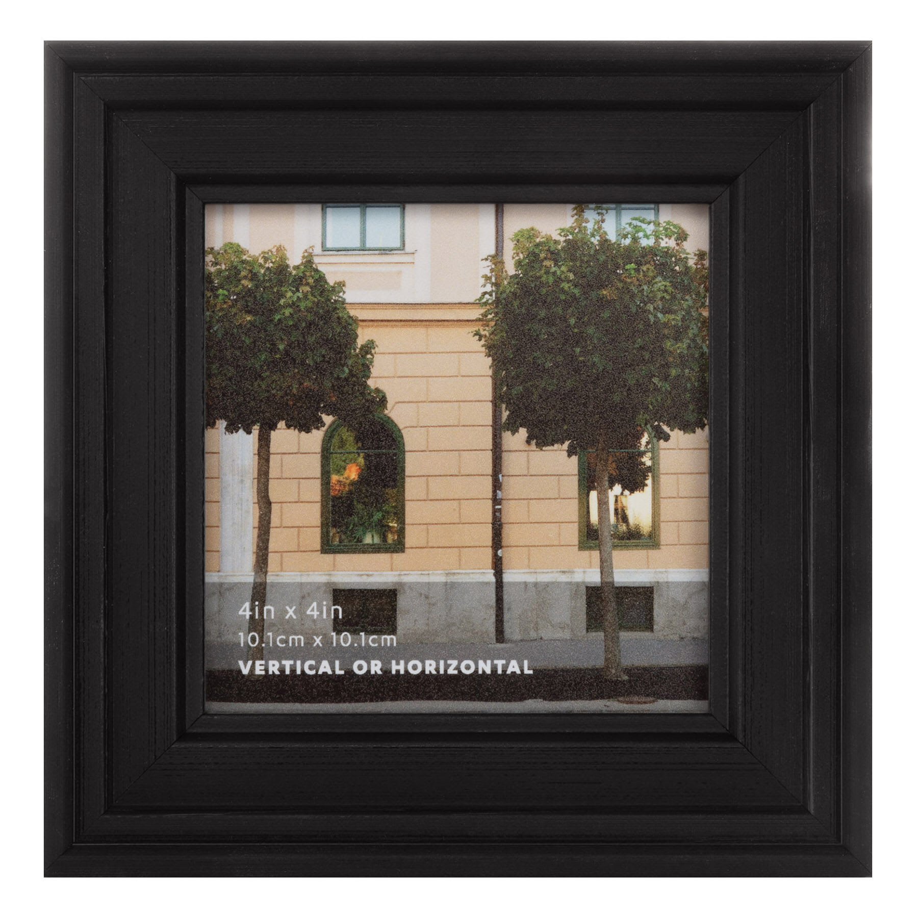 Black Ridged Profile Tabletop Picture Frame, 4x4