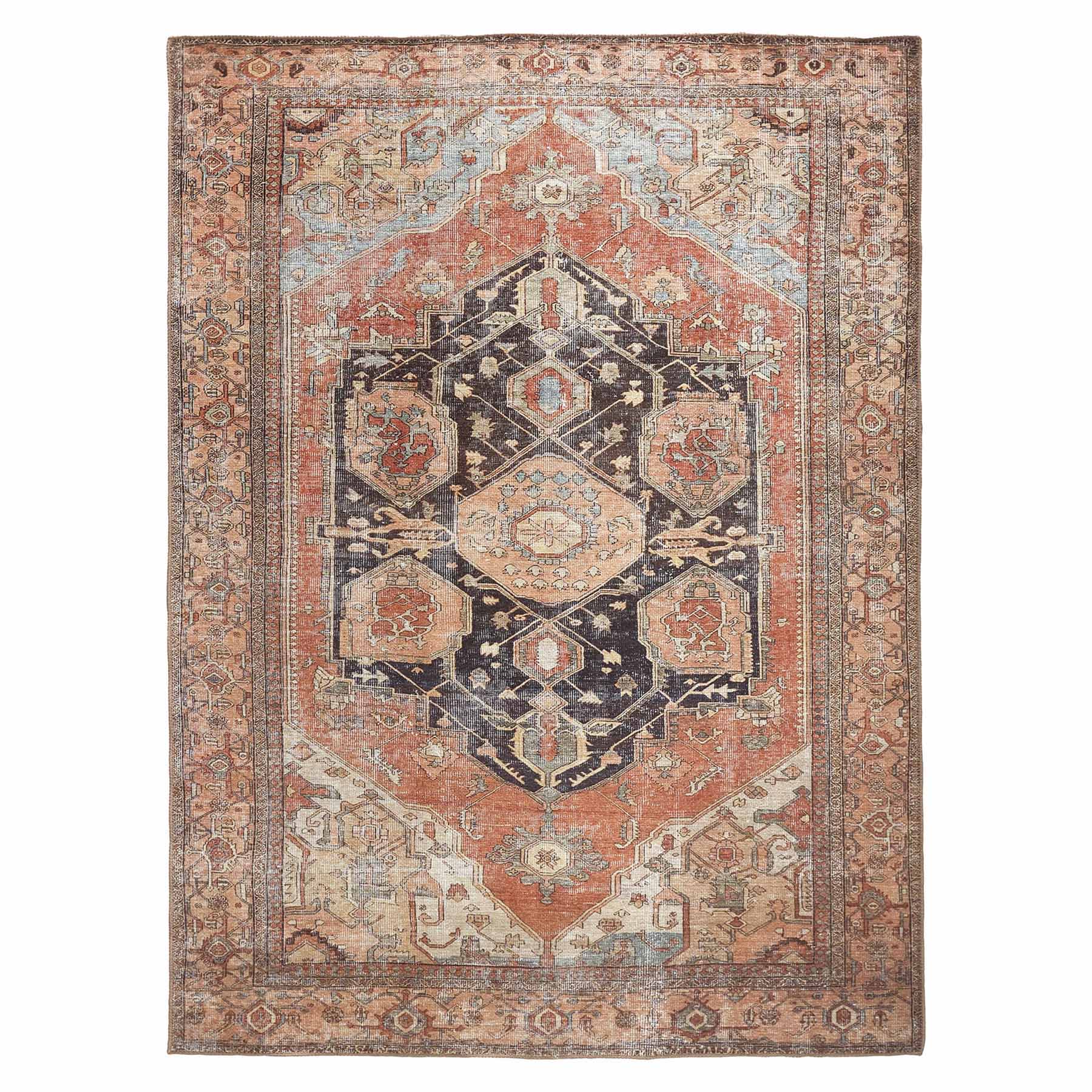 (B753) Riley Brown Multicolor Medallion Area Rug, 5x7