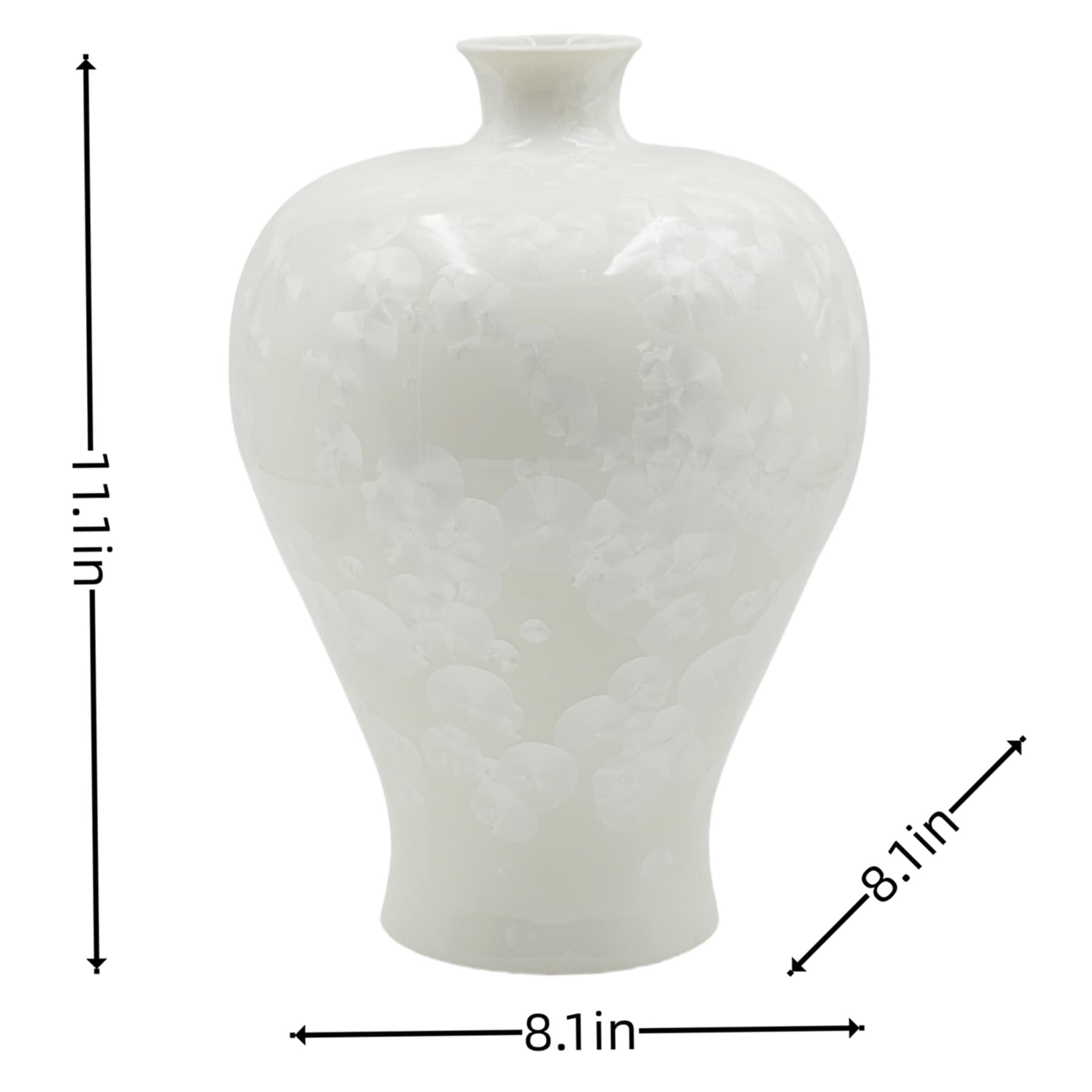White Iridescent Pattern Porcelain Vase, 11"