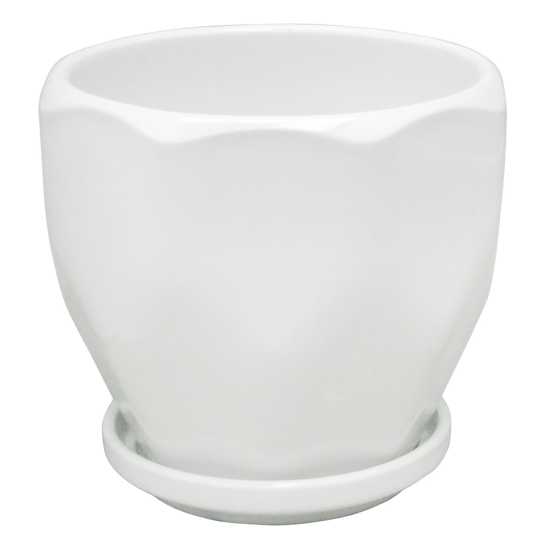 Indoor Hexa White Ceramic Pot, Small
