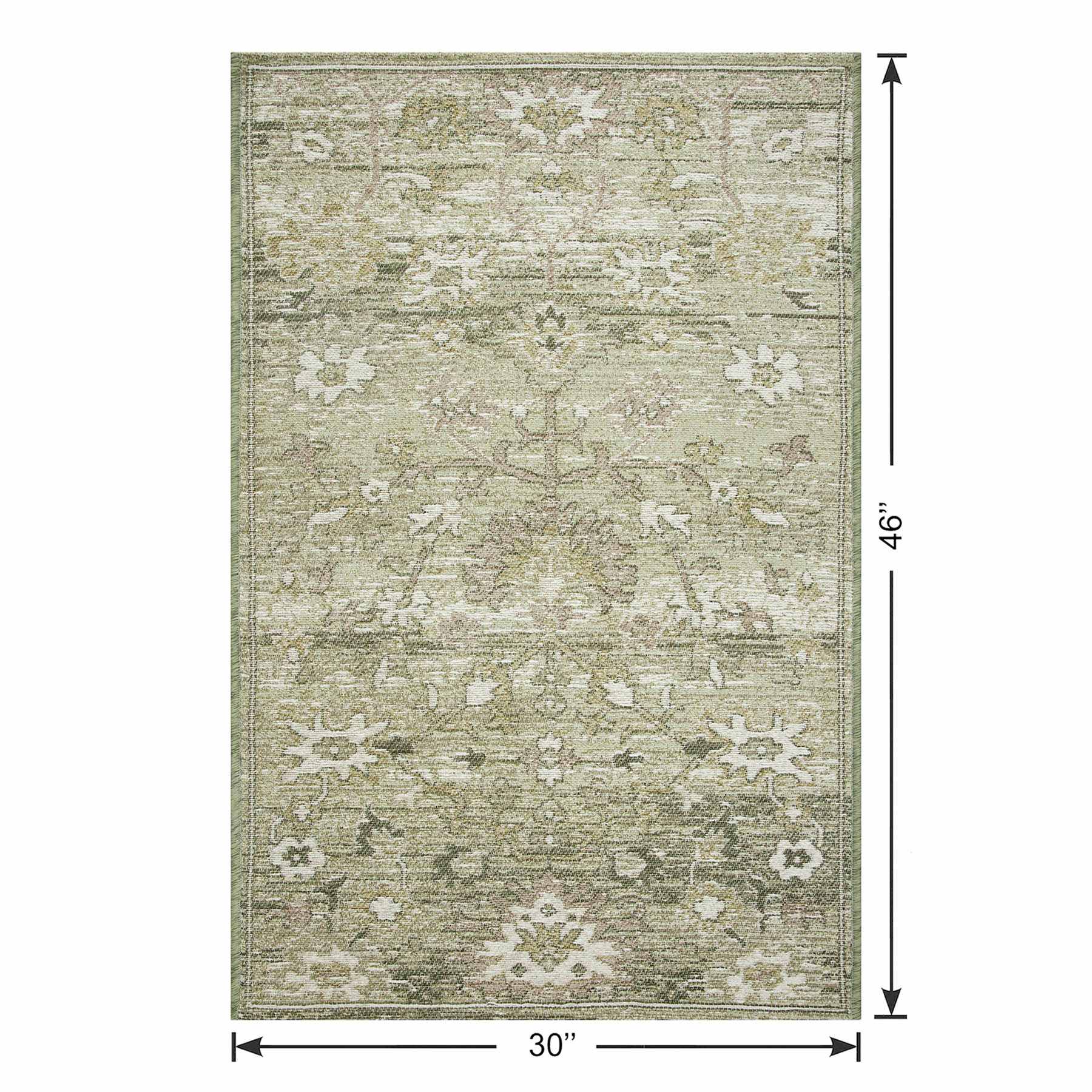 Sage Floral Tapestry with Gel Back Accent Rug, 30x46