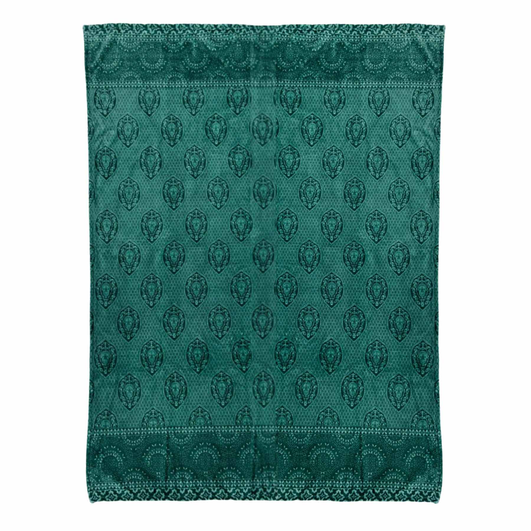 Found & Fable Green Printed Micro Plush Throw Blanket, 50x60
