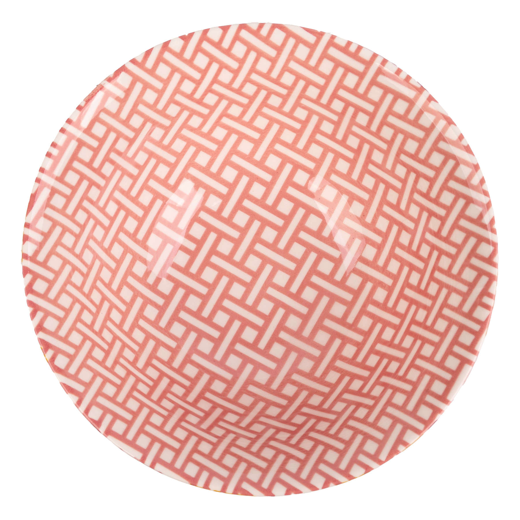 Coral & Mustard Yellow Flower Print Bowl, 6"