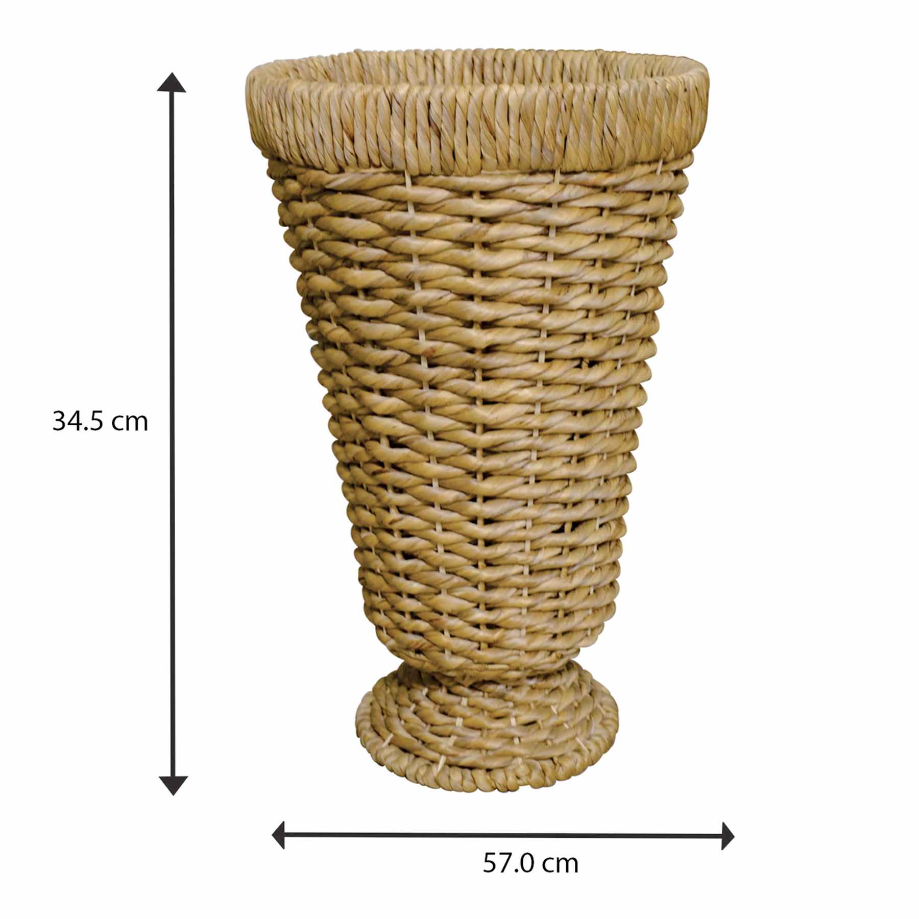 Natural Water Hyacinth Pedestal Vase, 22"