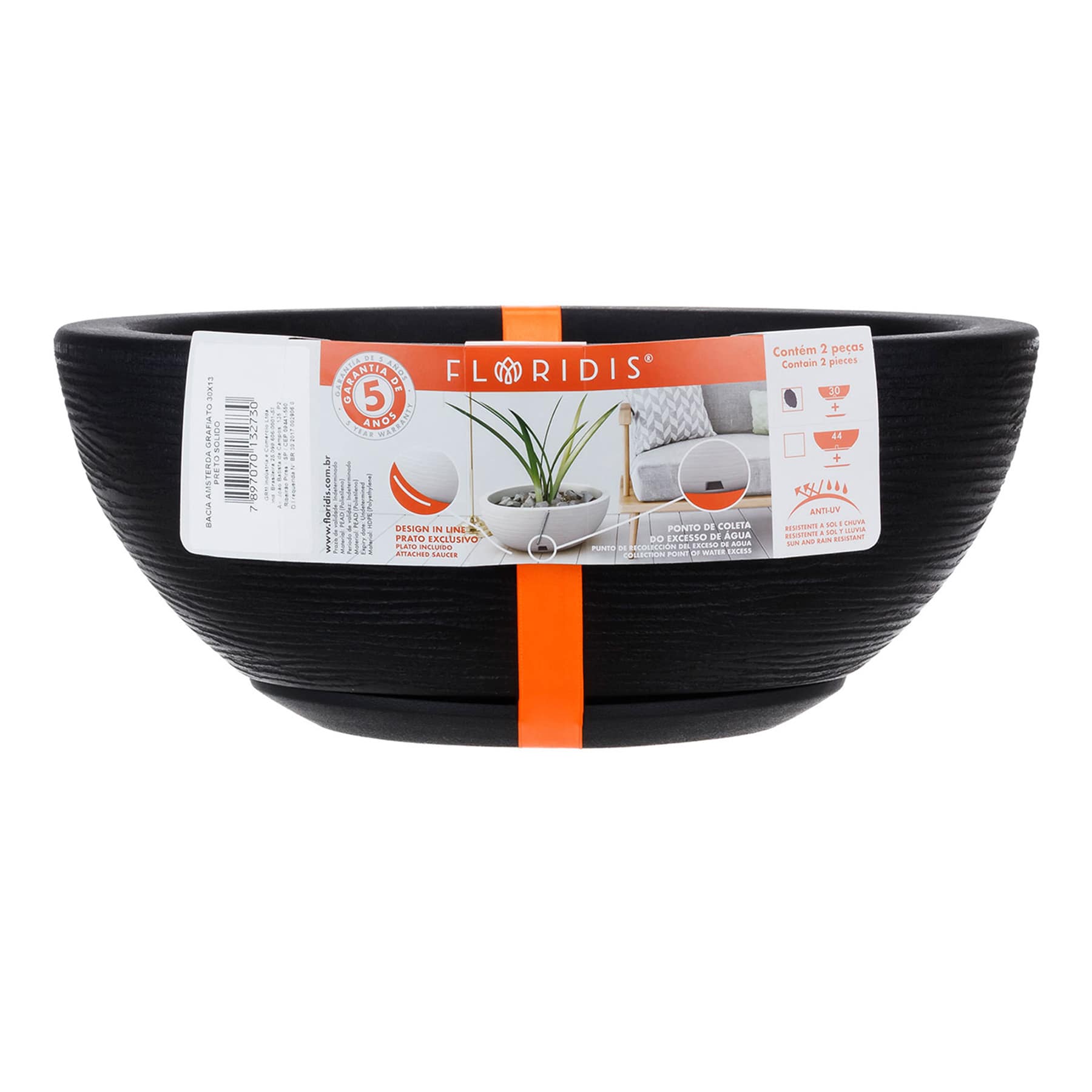 Black Bowl Outdoor Planter, Small