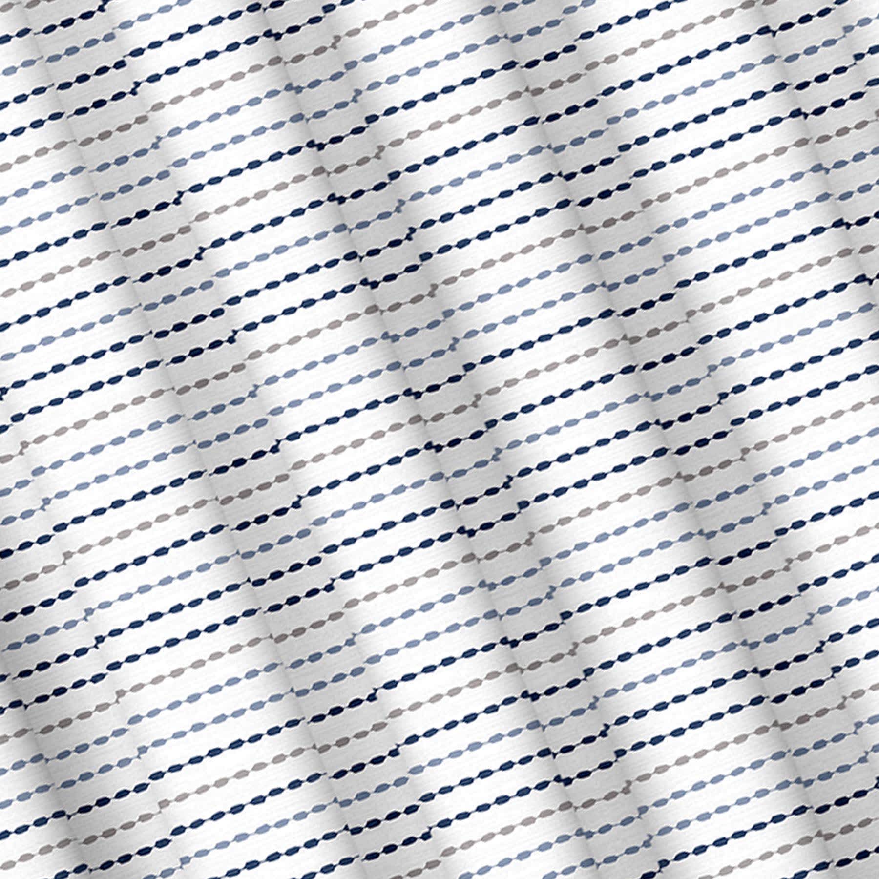 13-Piece Blue Stitched Print Shower Curtain Set, 70x72
