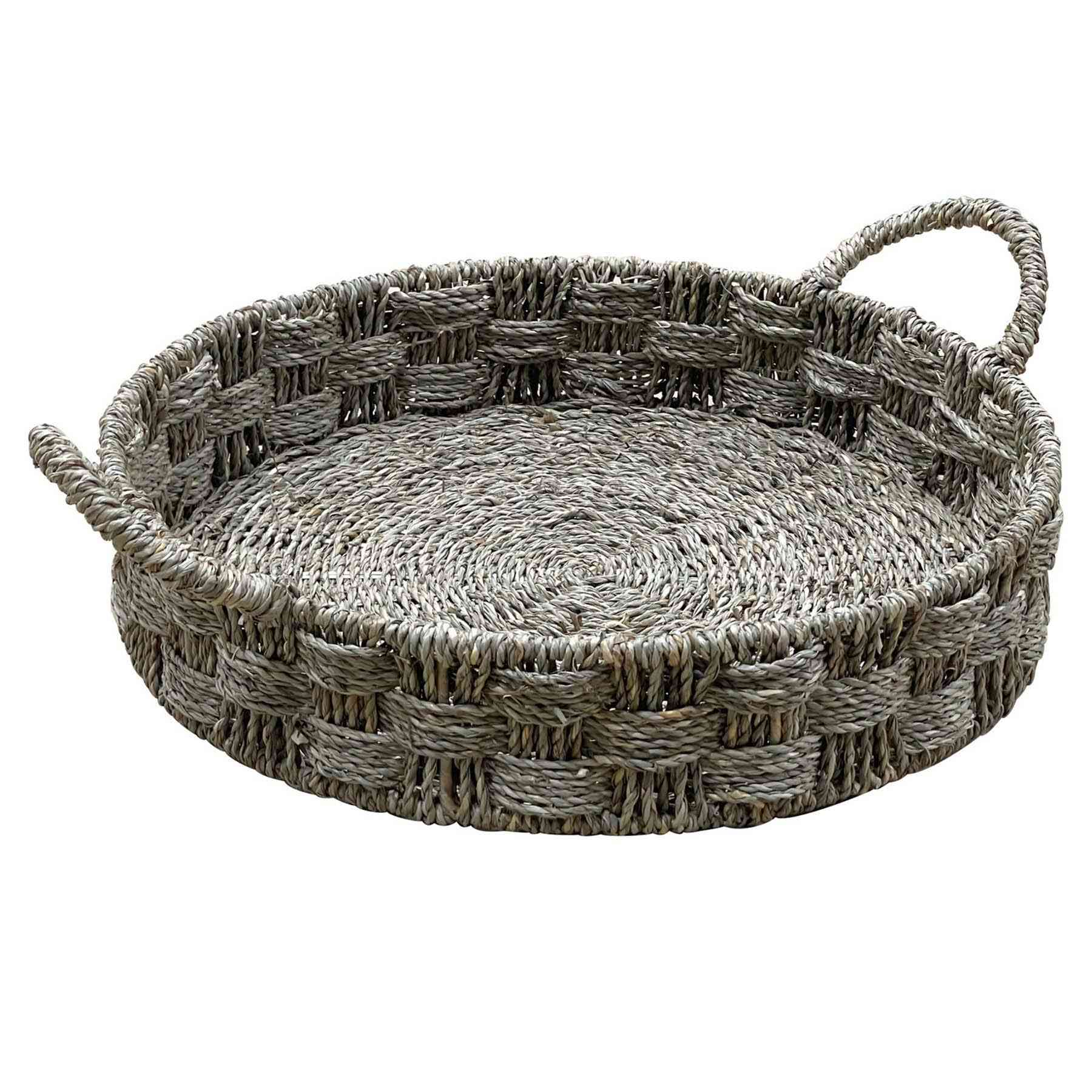 Brown Seagrass Round Tray