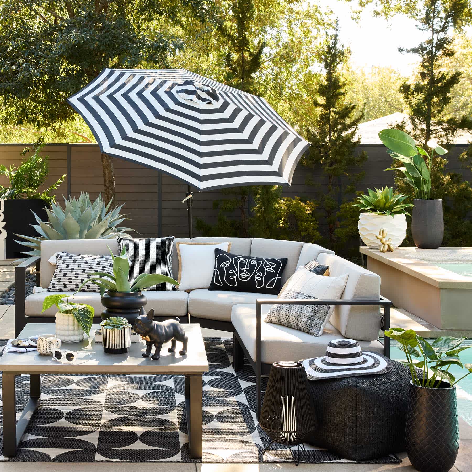 Crosby St. Black Solid Woven Outdoor Throw Pillow, 18"