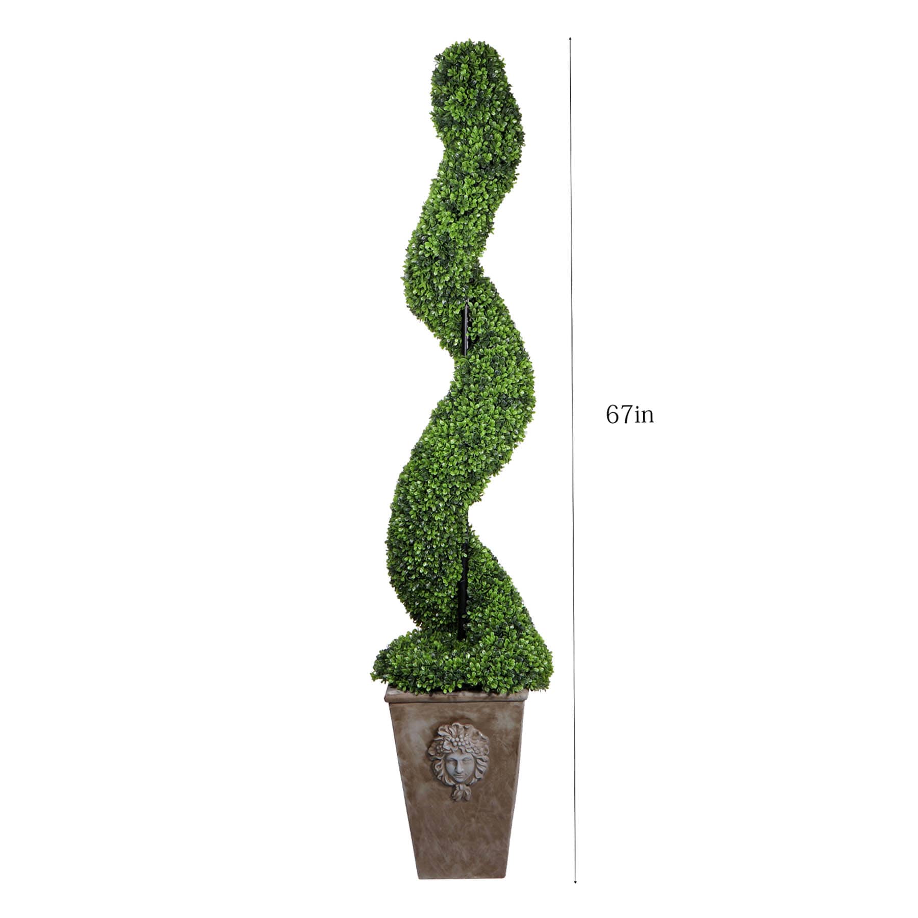 Providence Boxwood Spiral Topiary with Romanesque Planter, 67"