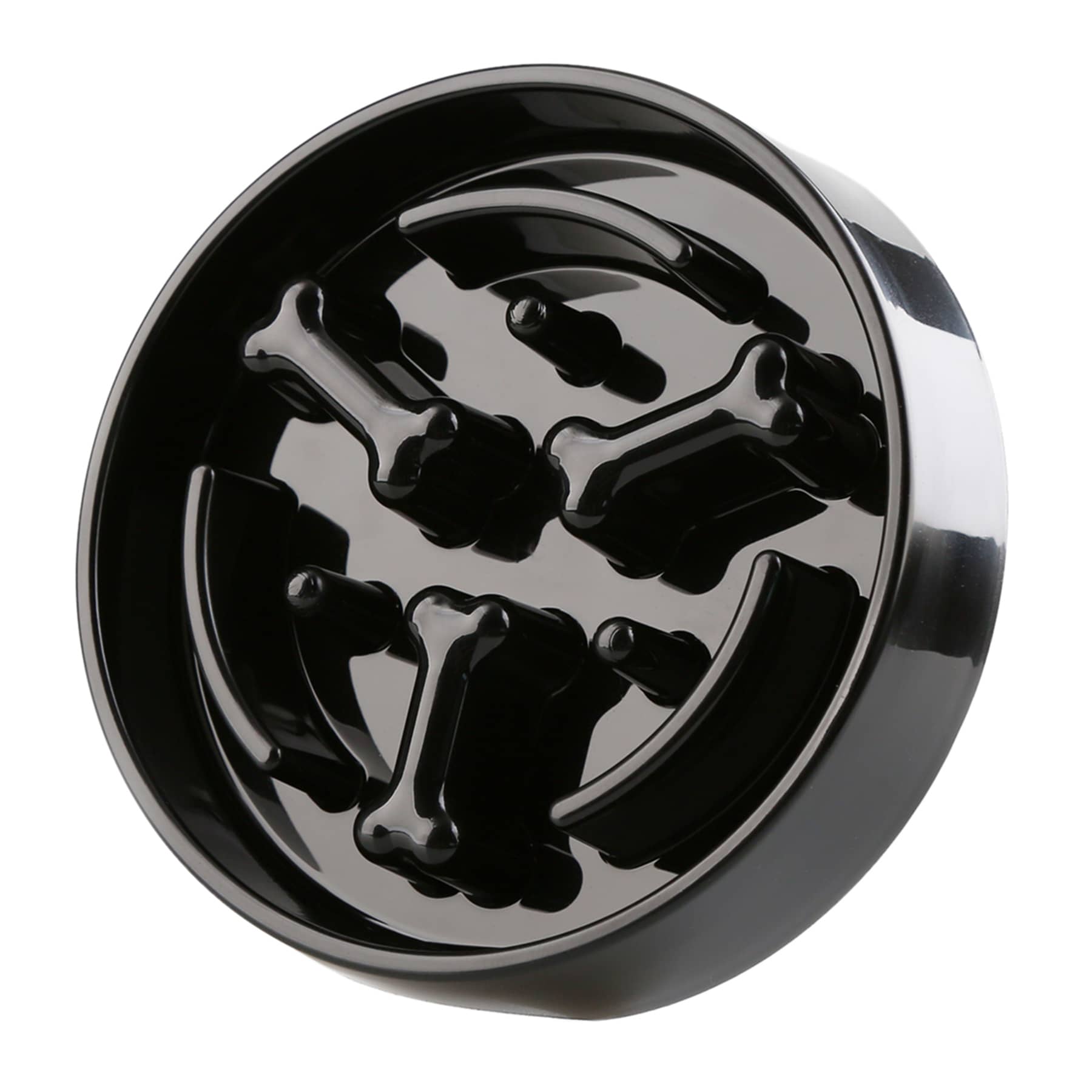 1.5-Cup Bone-Style Slow Pet Feeder, Black