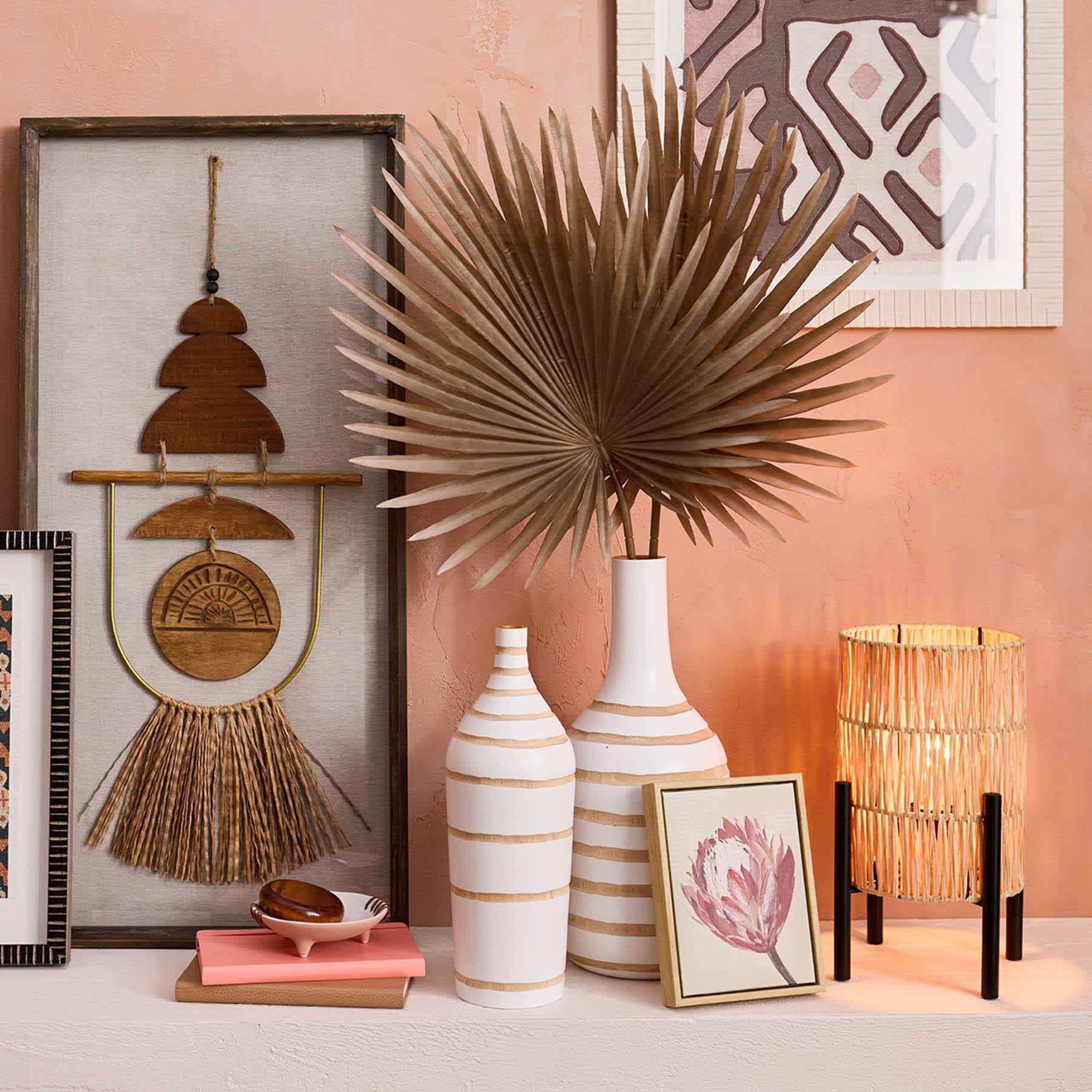 Tracey Boyd Raffia Uplight with Metal Stand, 13"