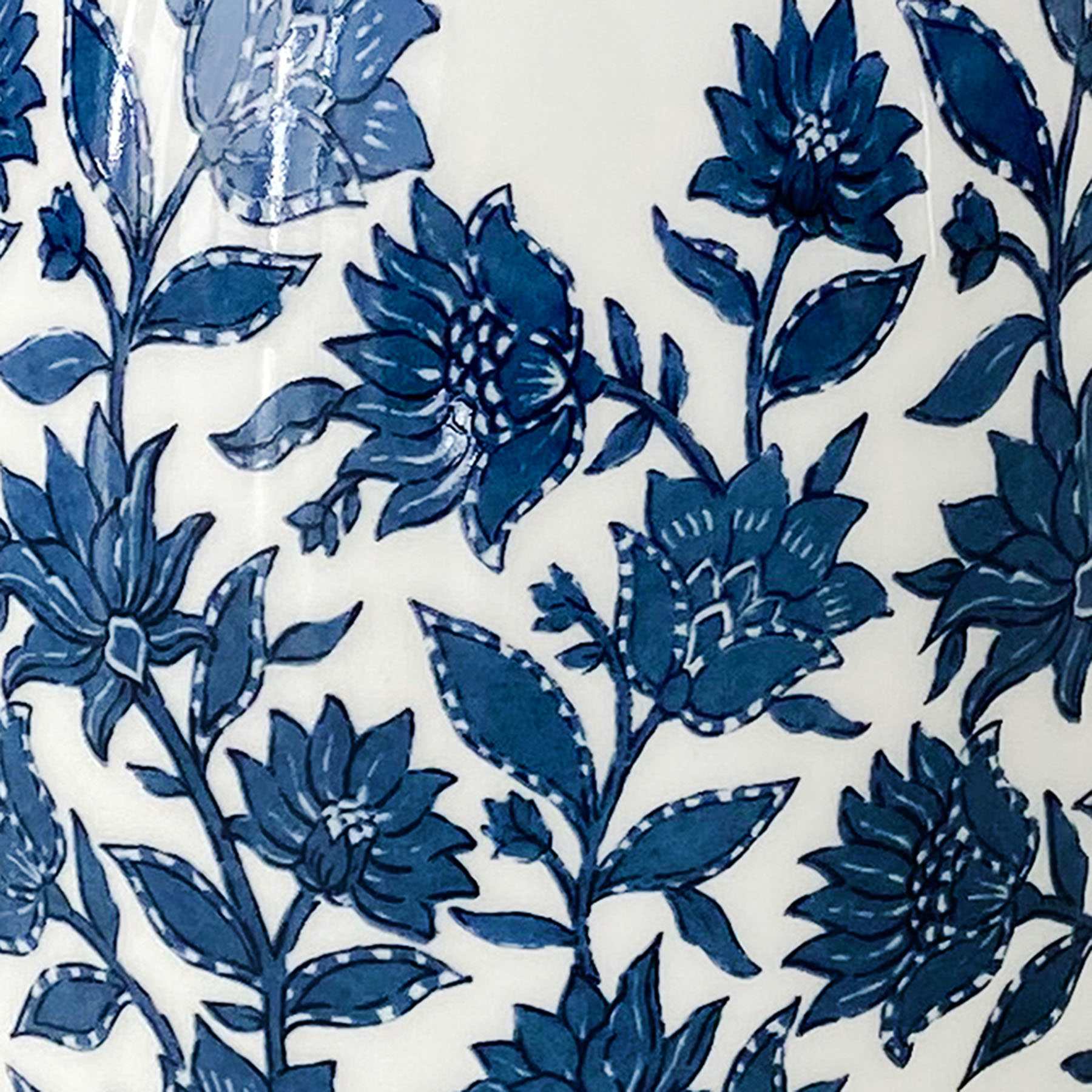 Honeybloom Blue & White Floral Design Vase, 7"